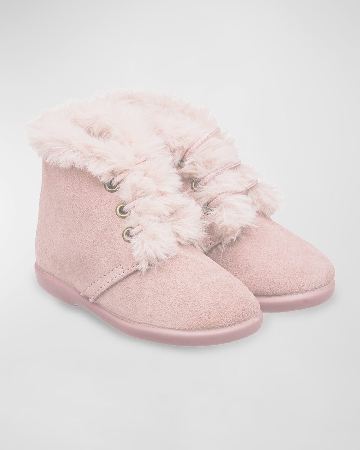 Shop Elephantito Girl's Teddy Lace-up Booties, Baby/toddler/kids In Suede Pink
