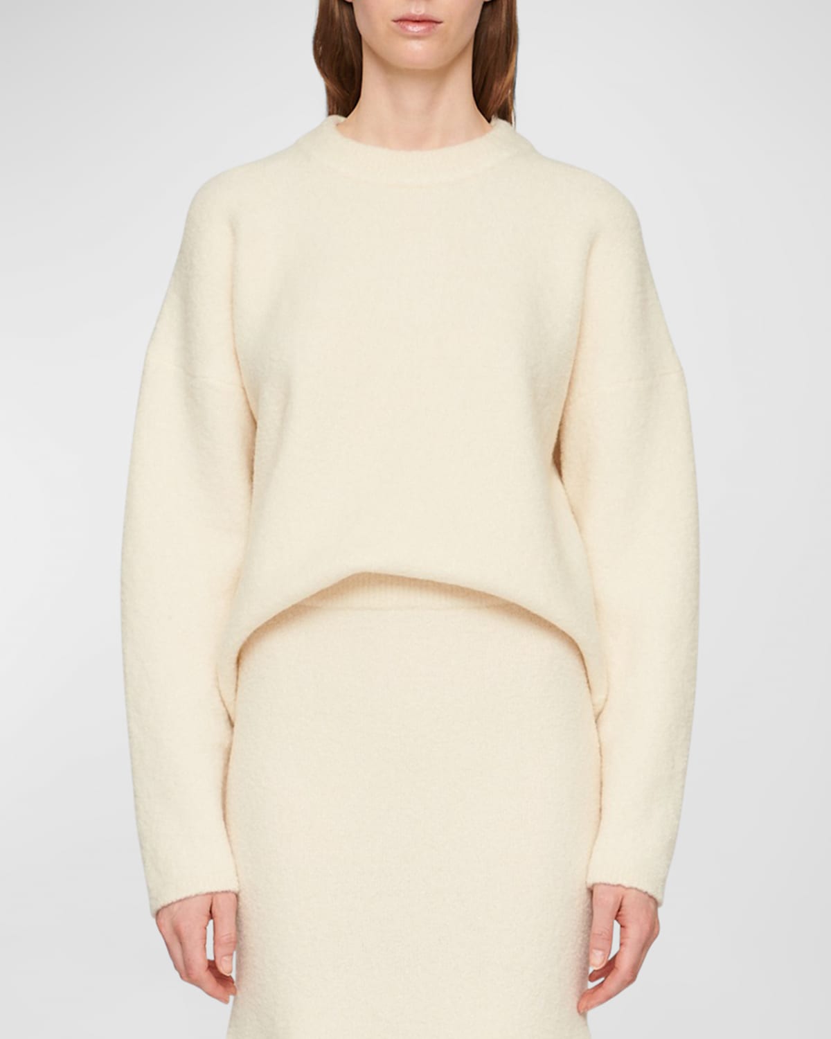 Clea Alva Boucle-knit Cocoon Jumper In Ivory