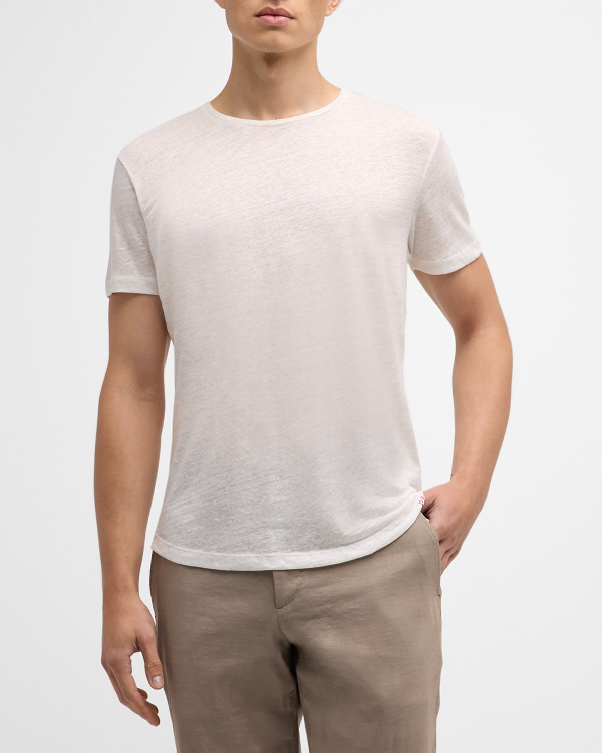 Shop Orlebar Brown Men's Ob-t Linen T-shirt In White Sand