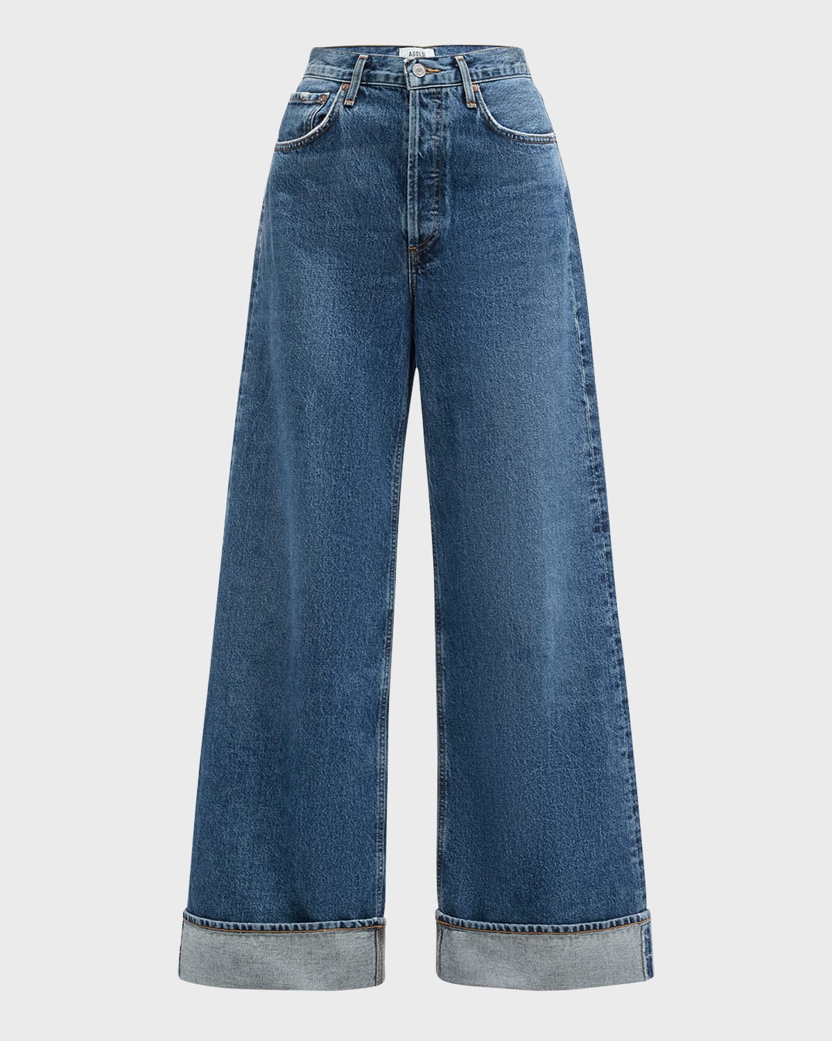 Shop Agolde Dame Wide-leg Cuffed Jeans In Control Dk Ind