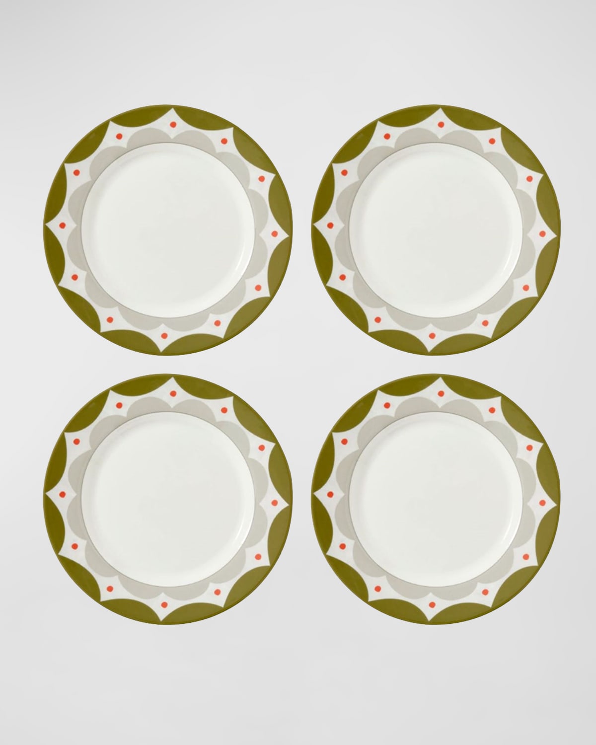 Kit Kemp For Spode Geo Dinner Plates, Set Of 4 In Green