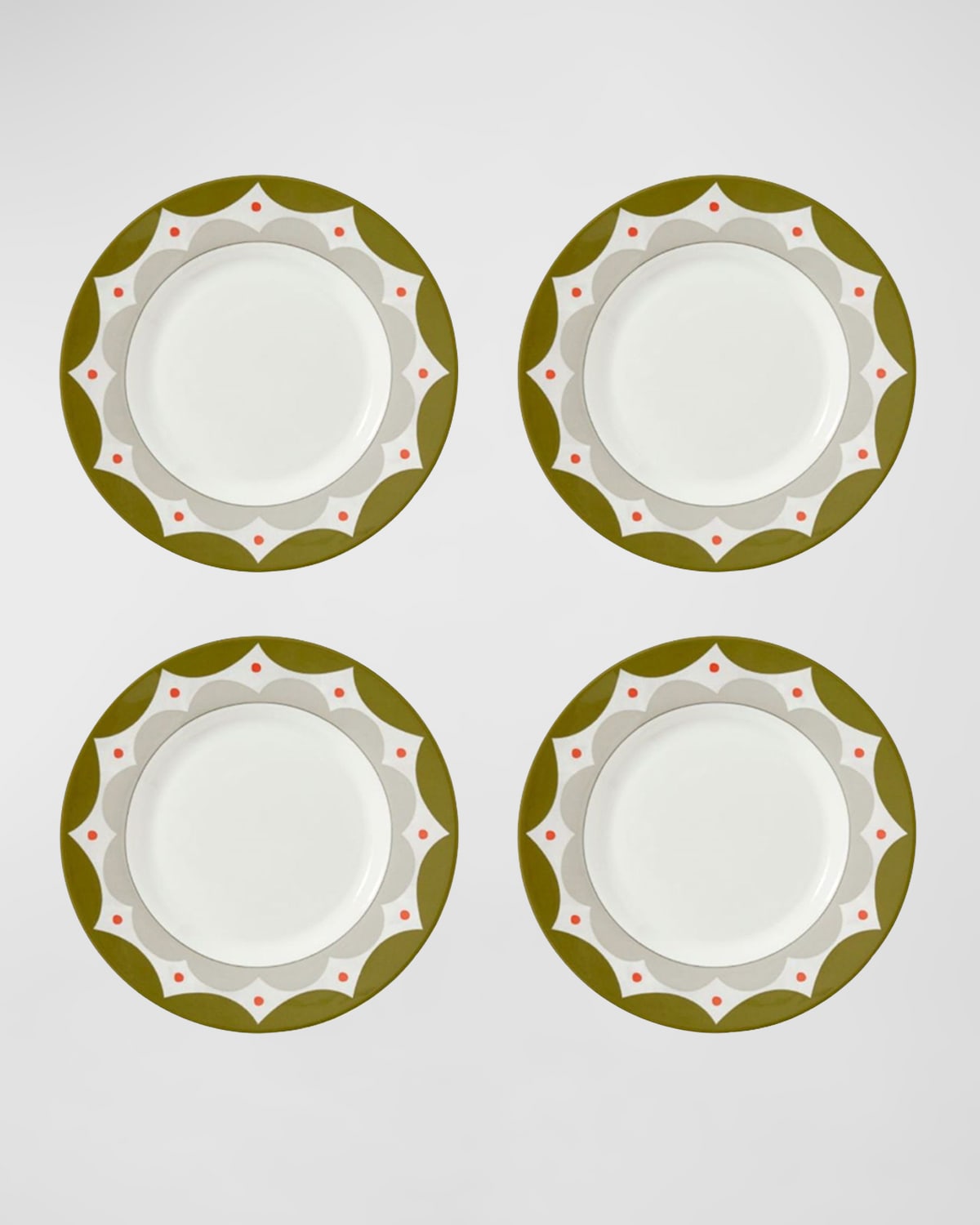 Kit Kemp For Spode Geo Salad Plates, Set Of 4 In Green