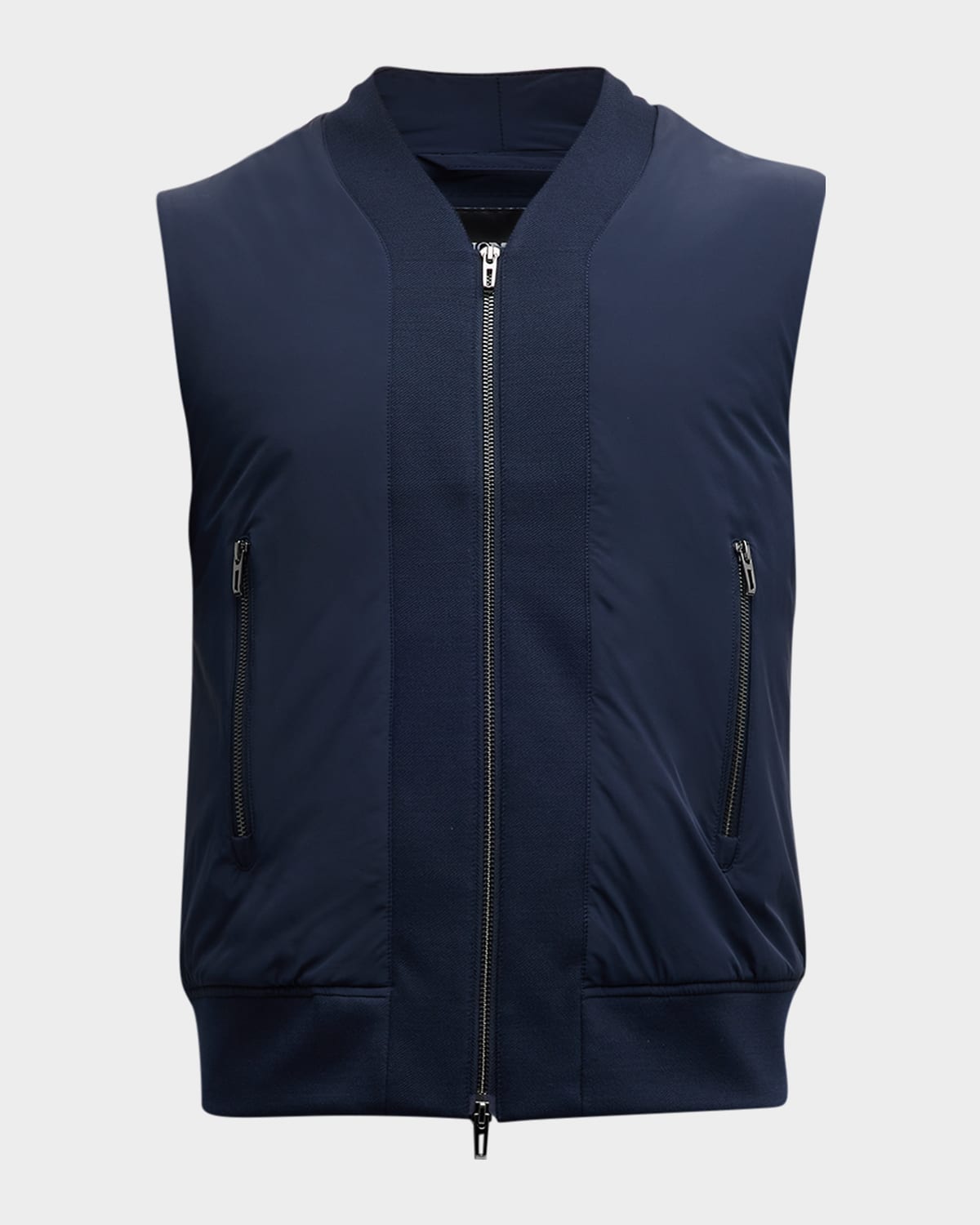 Emporio Armani Men's Solid Wool-blend Zip Vest In Solid Blue