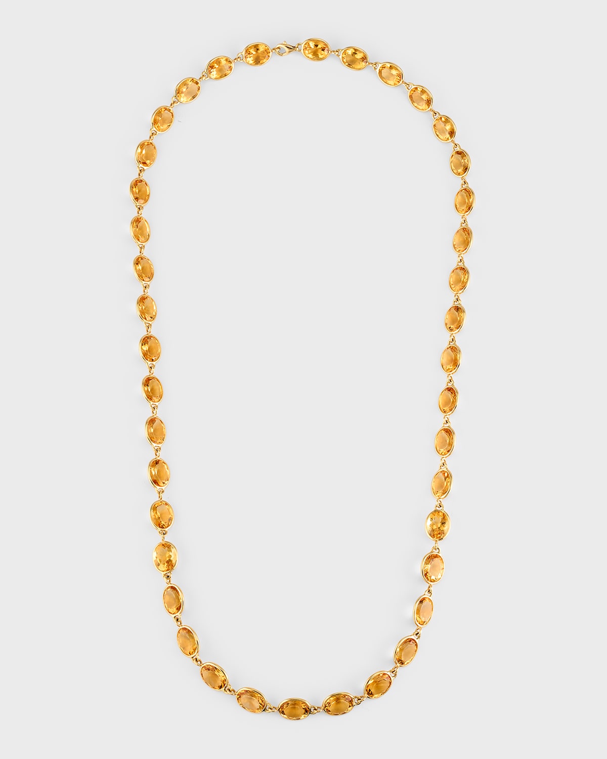 18K Yellow Gold 40 Oval Citrine Long Necklace, 24"L