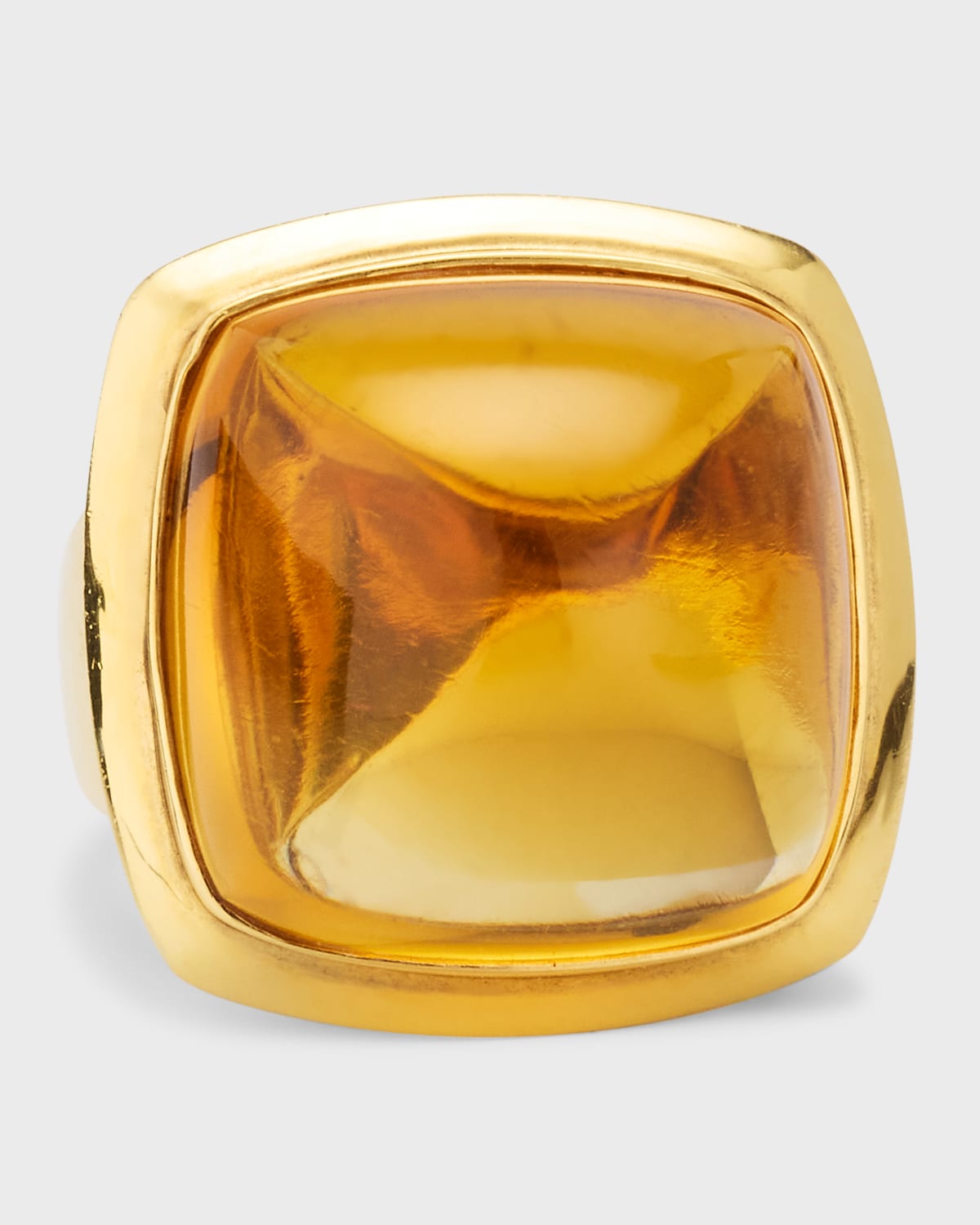18K Yellow Gold Sugarloaf Citrine Ring, Size 6.5