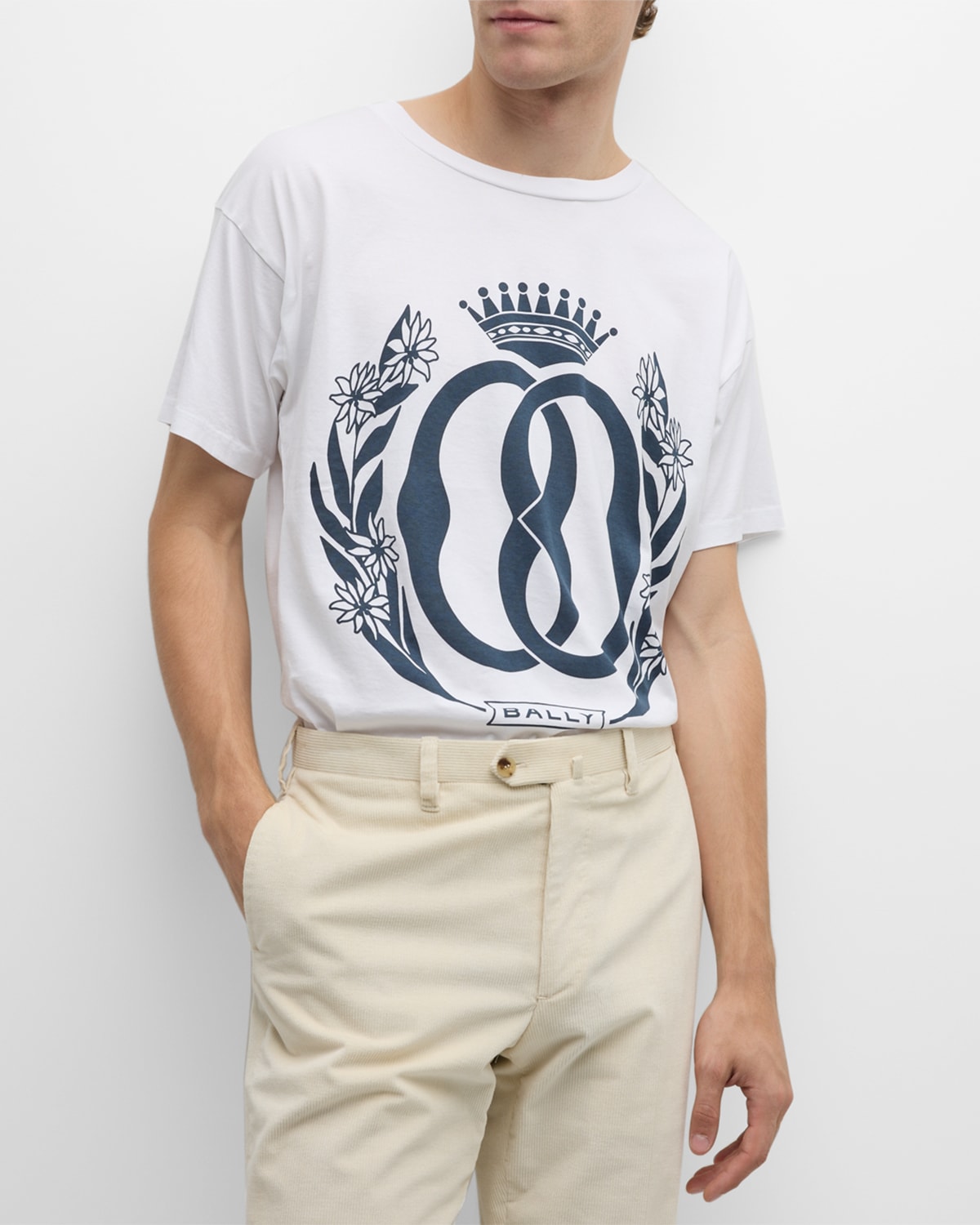 Bally Emblem Print Short Sleeve Graphic T-shirt In White