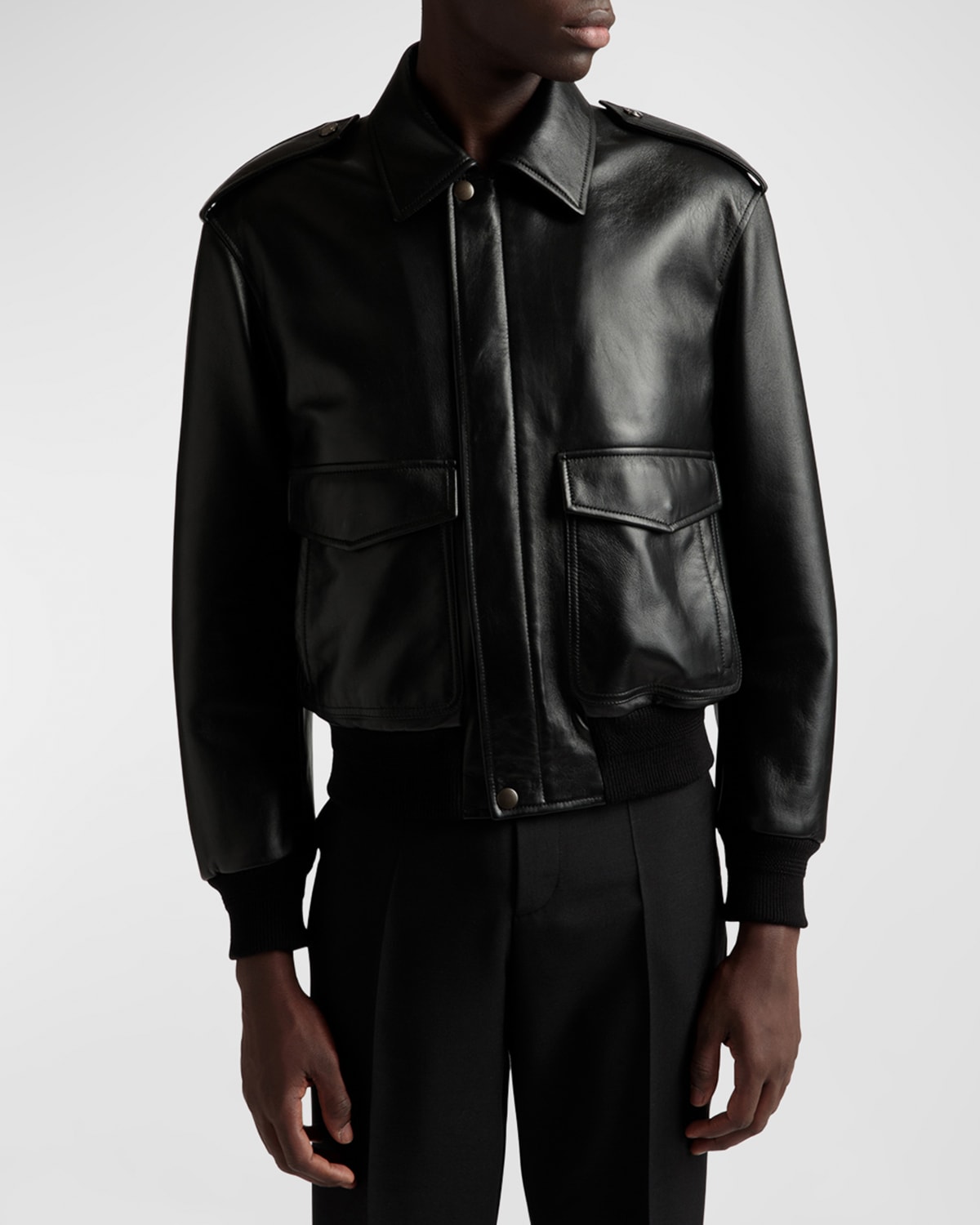 Shop Bally Men's Zip-front Leather Jacket In Black