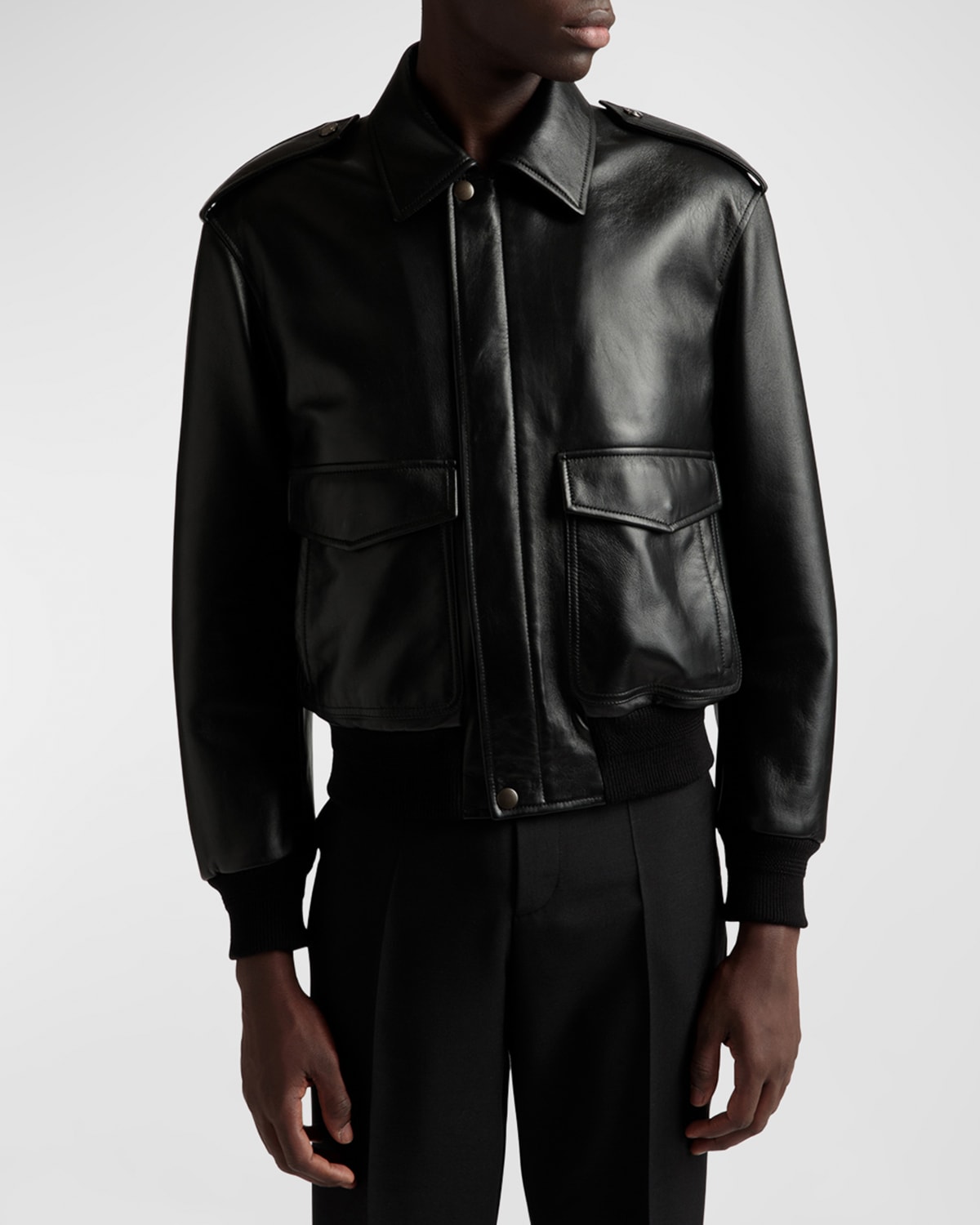 Bally Men's Zip-front Leather Jacket In Black