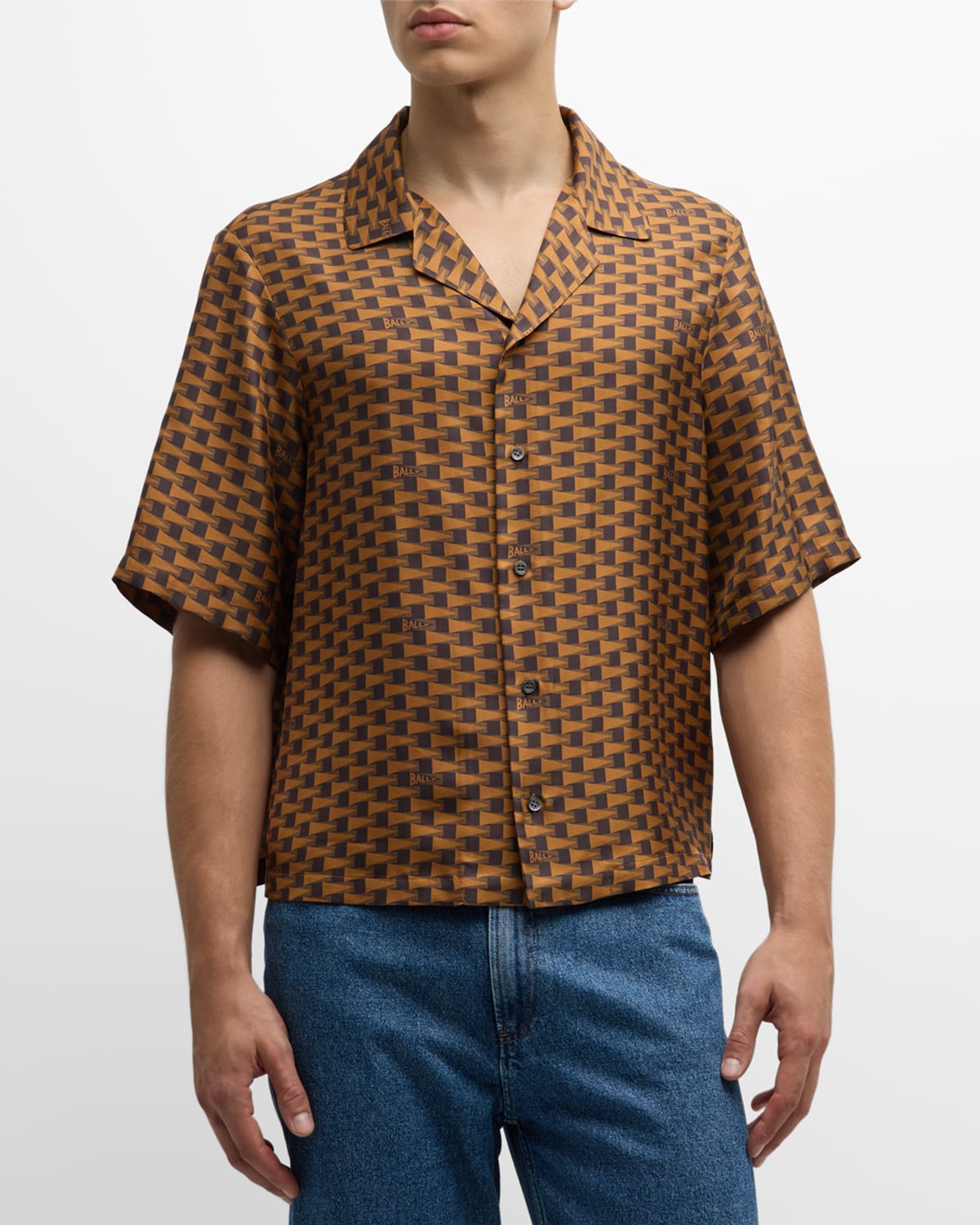 Bally Oversized Geo Logo Print Short Sleeve Shirt In Multi