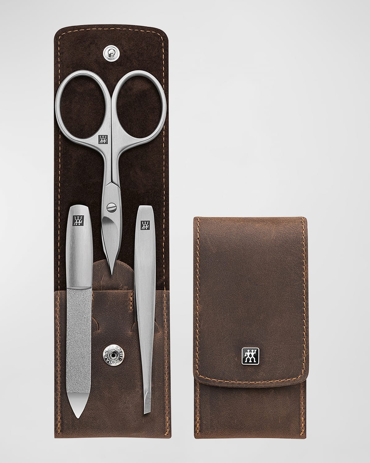 Zwilling Beauty Premium 4-Piece Brown Leather Case Set