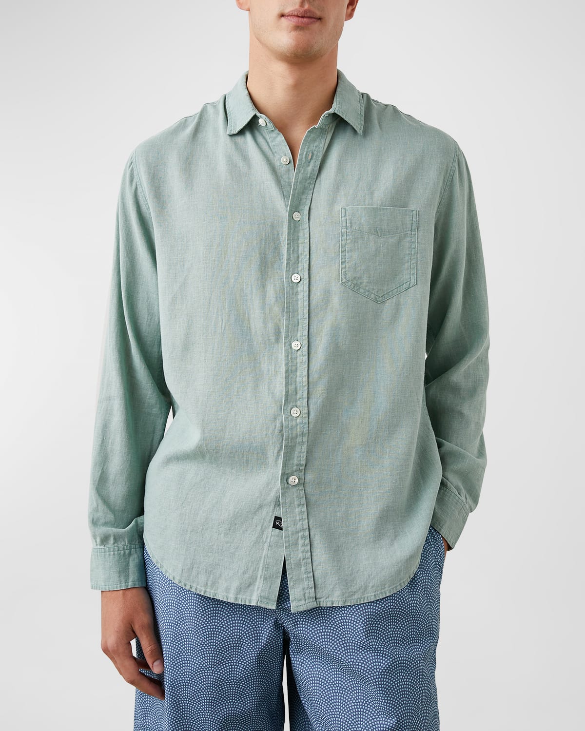 Rails Mykonos Linen Blend Button-up Shirt In Jade