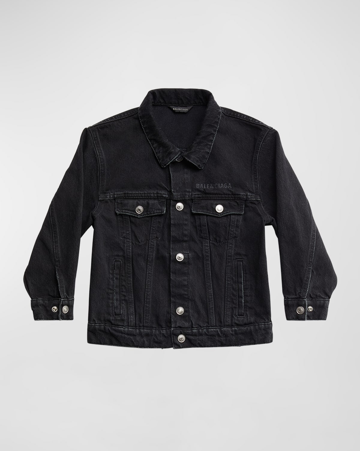 Balenciaga Kids' Oversize Cotton Denim Jacket In 연한 블랙