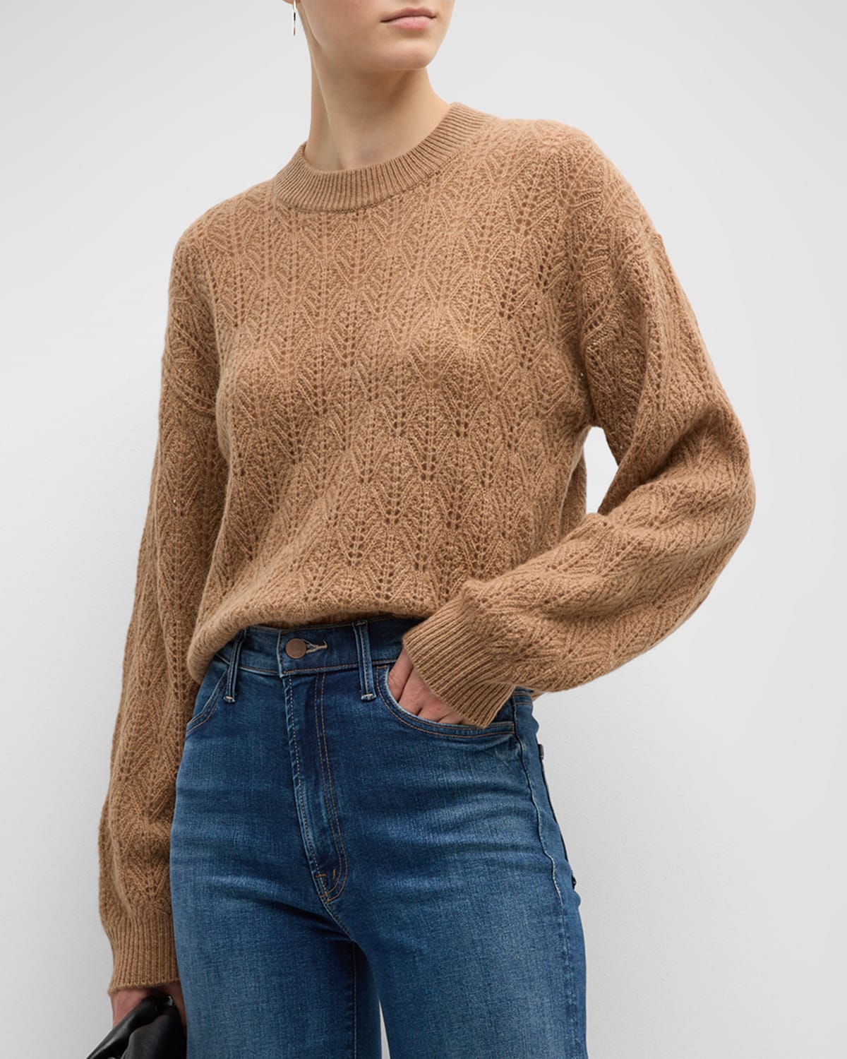 Pointelle-Knit Wool-Cashmere Sweater