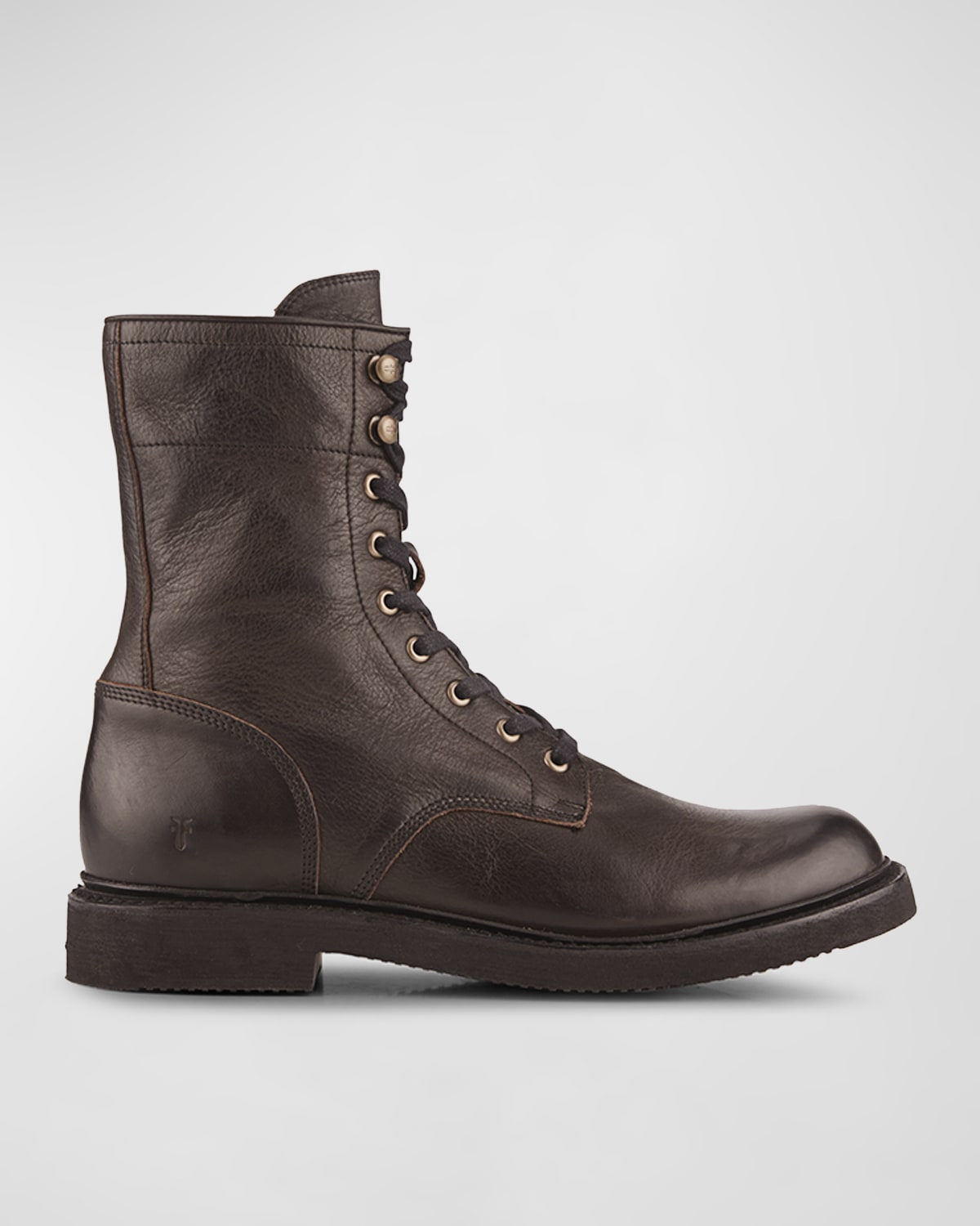 Shop Frye Men's Dean Leather Lace-up Combat Boots In Chocolate