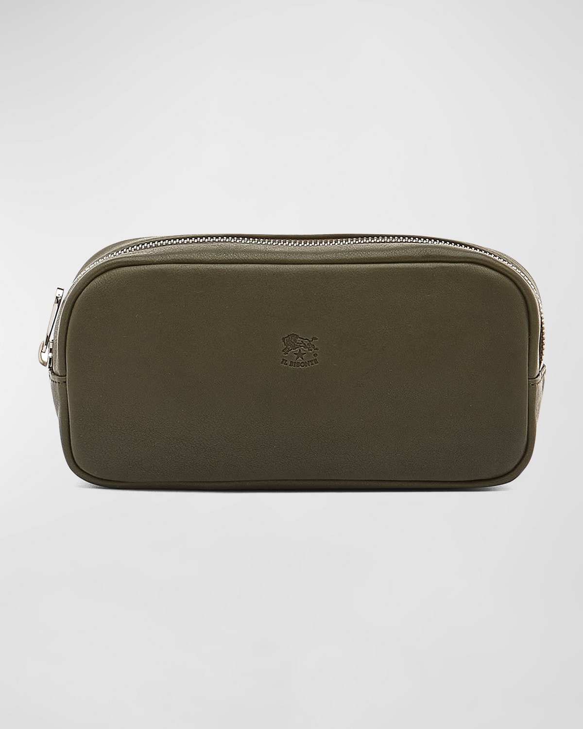 Shop Il Bisonte Men's Cestello Leather Toiletry Bag In Forest