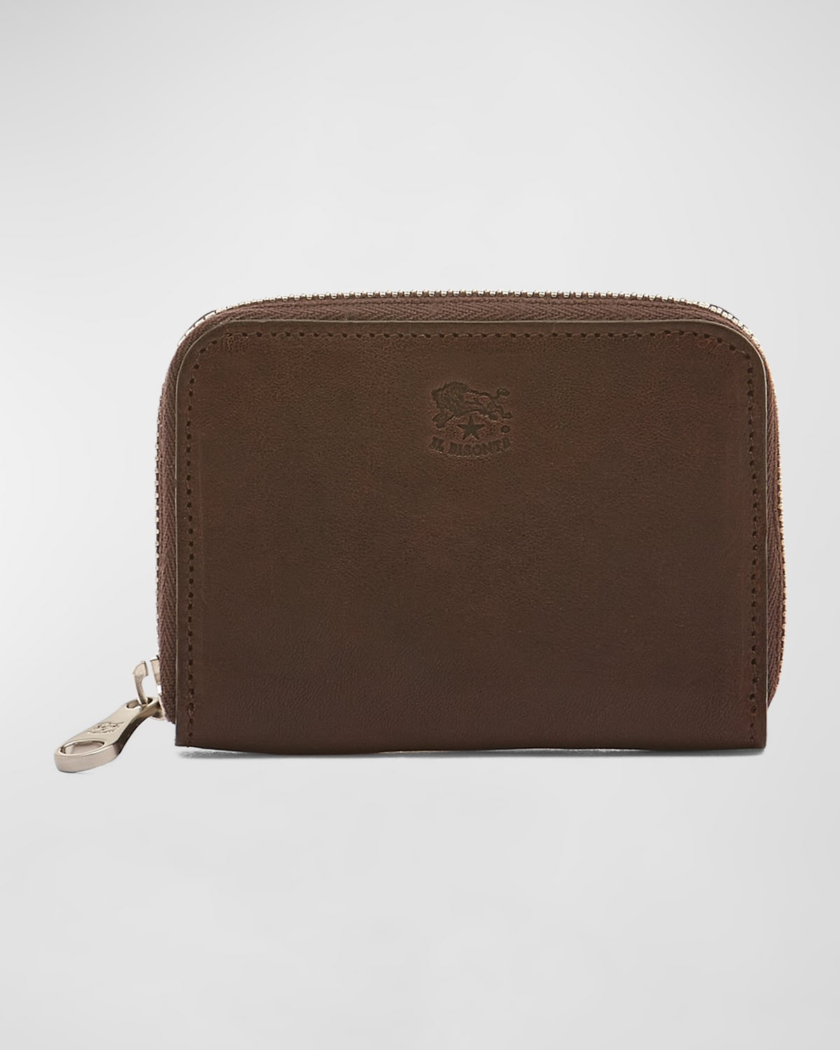 Shop Il Bisonte Men's Cestello Small Leather Zip-around Wallet In Coffee