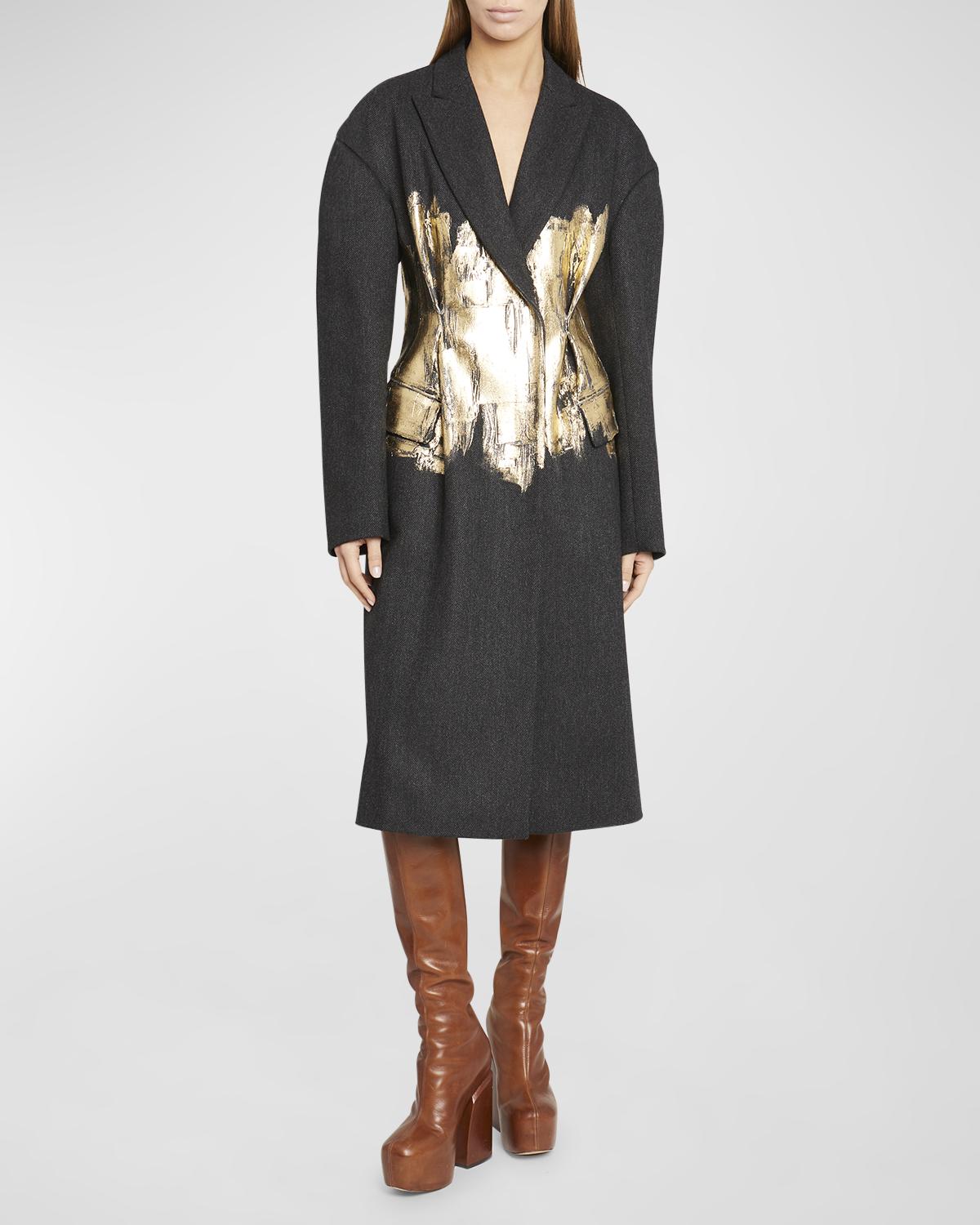 Dries Van Noten Ravis Abstract Wool Coat In Grey | ModeSens