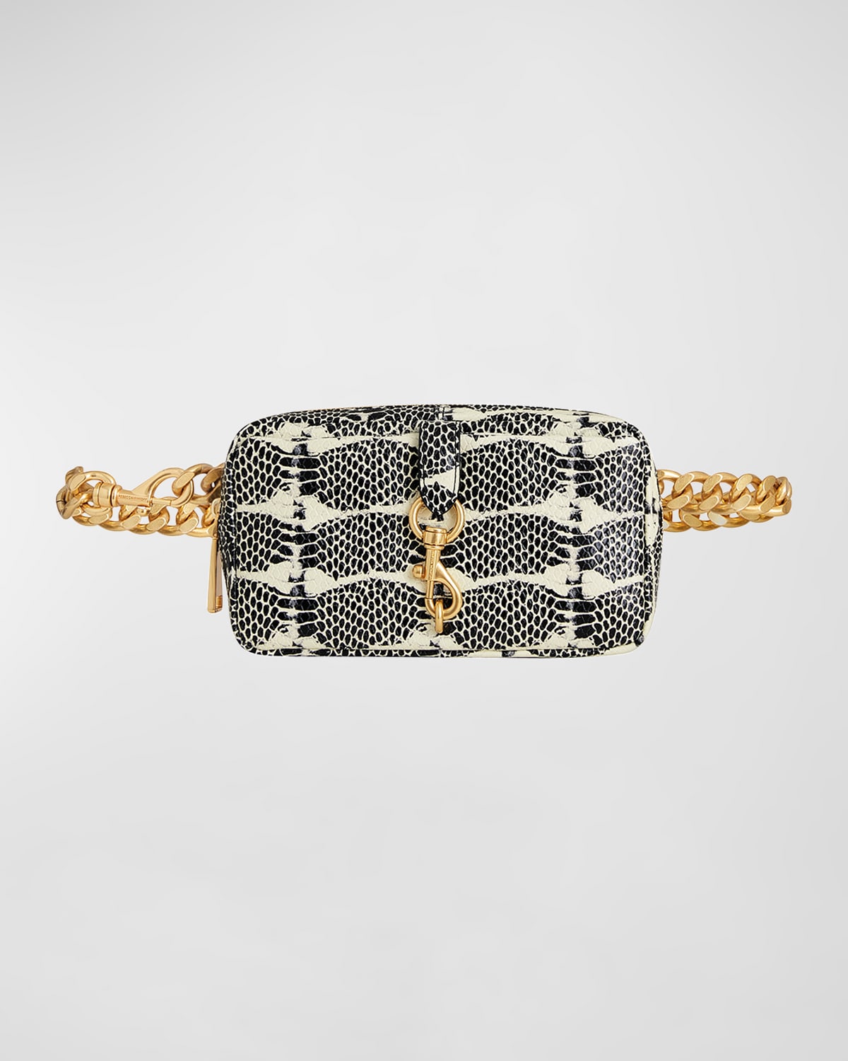 Edie Snakeskin-Embossed Chain Belt Bag