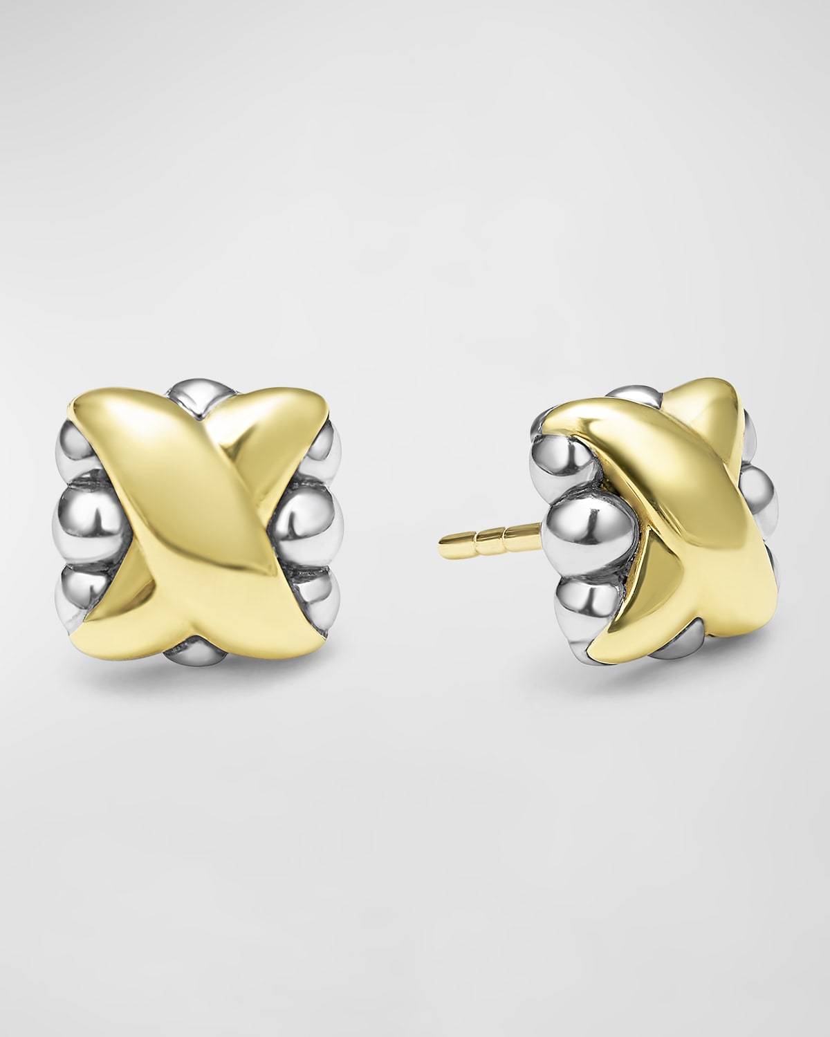 Embrace Sterling Silver and 18K Gold X Stud Earrings, 8mm