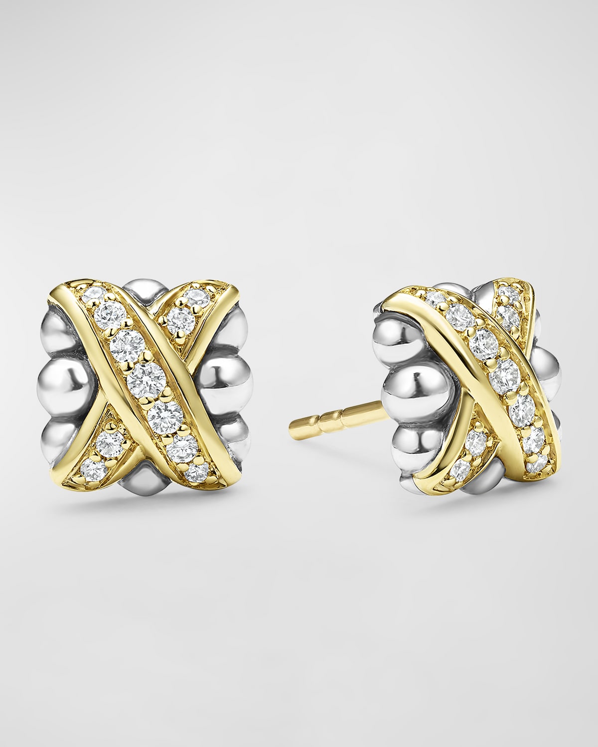 Embrace Sterling Silver and 18K Gold Diamond Stud Earrings, 8mm