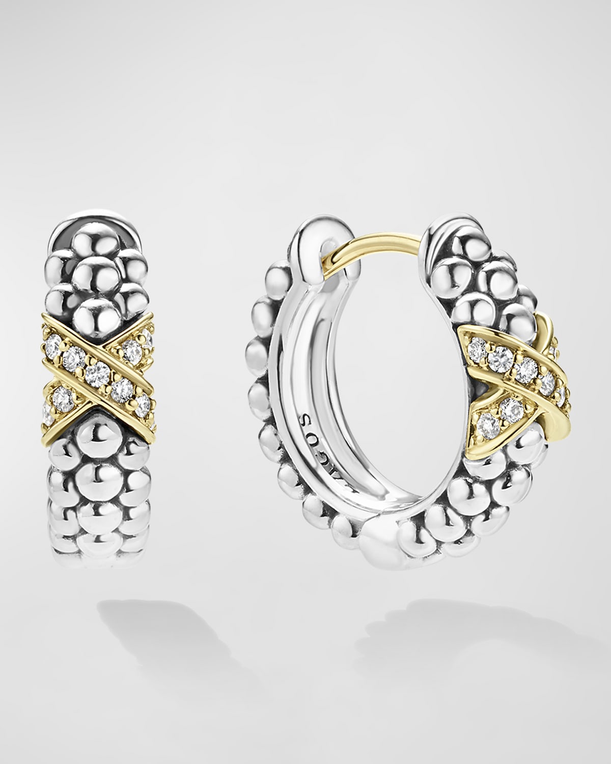 Embrace 18K Two-Tone Diamond Huggie Earrings