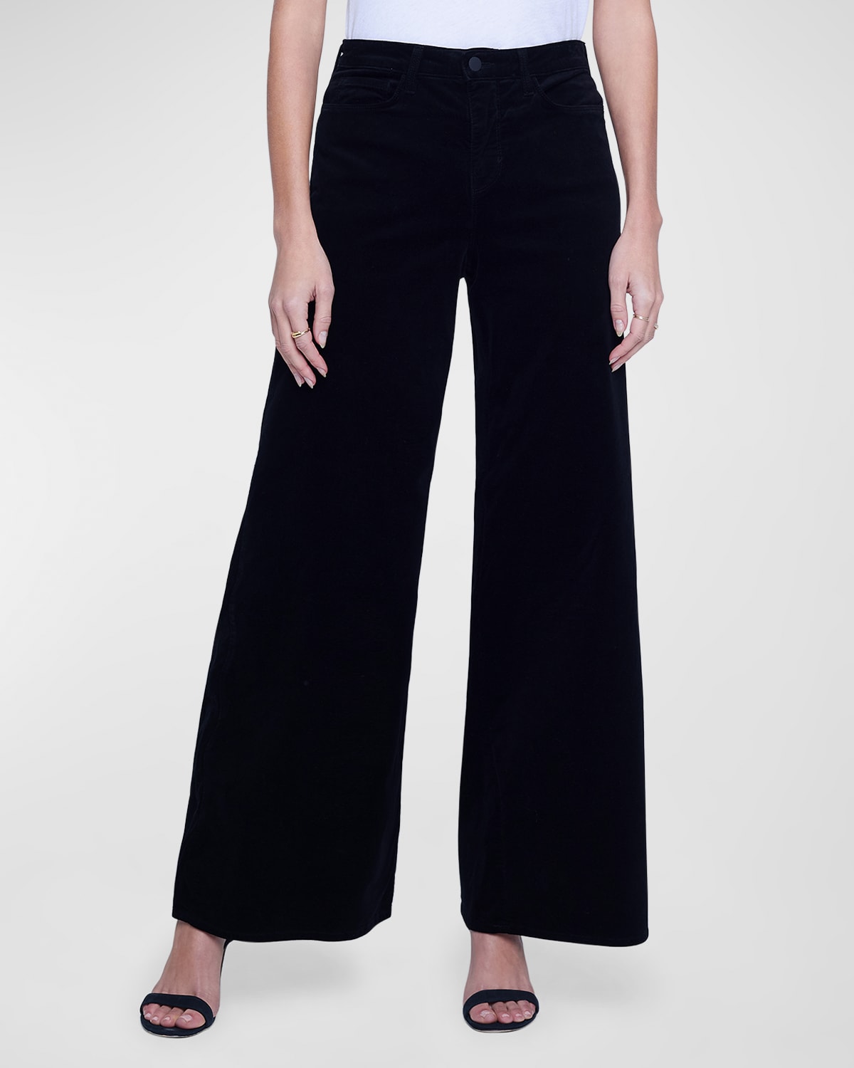 Shop L Agence Maghra High Rise Wide-leg Jeans In Noir