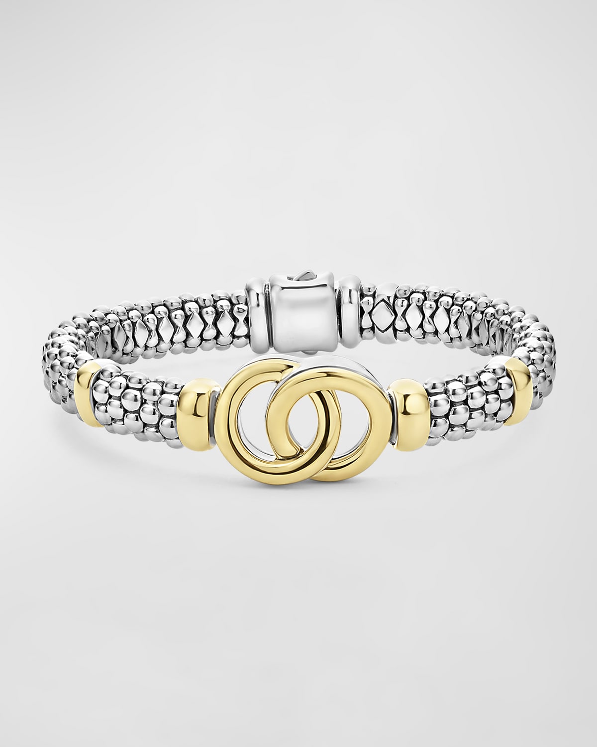 Lagos Signature Caviar Interlock Bracelet In Silver