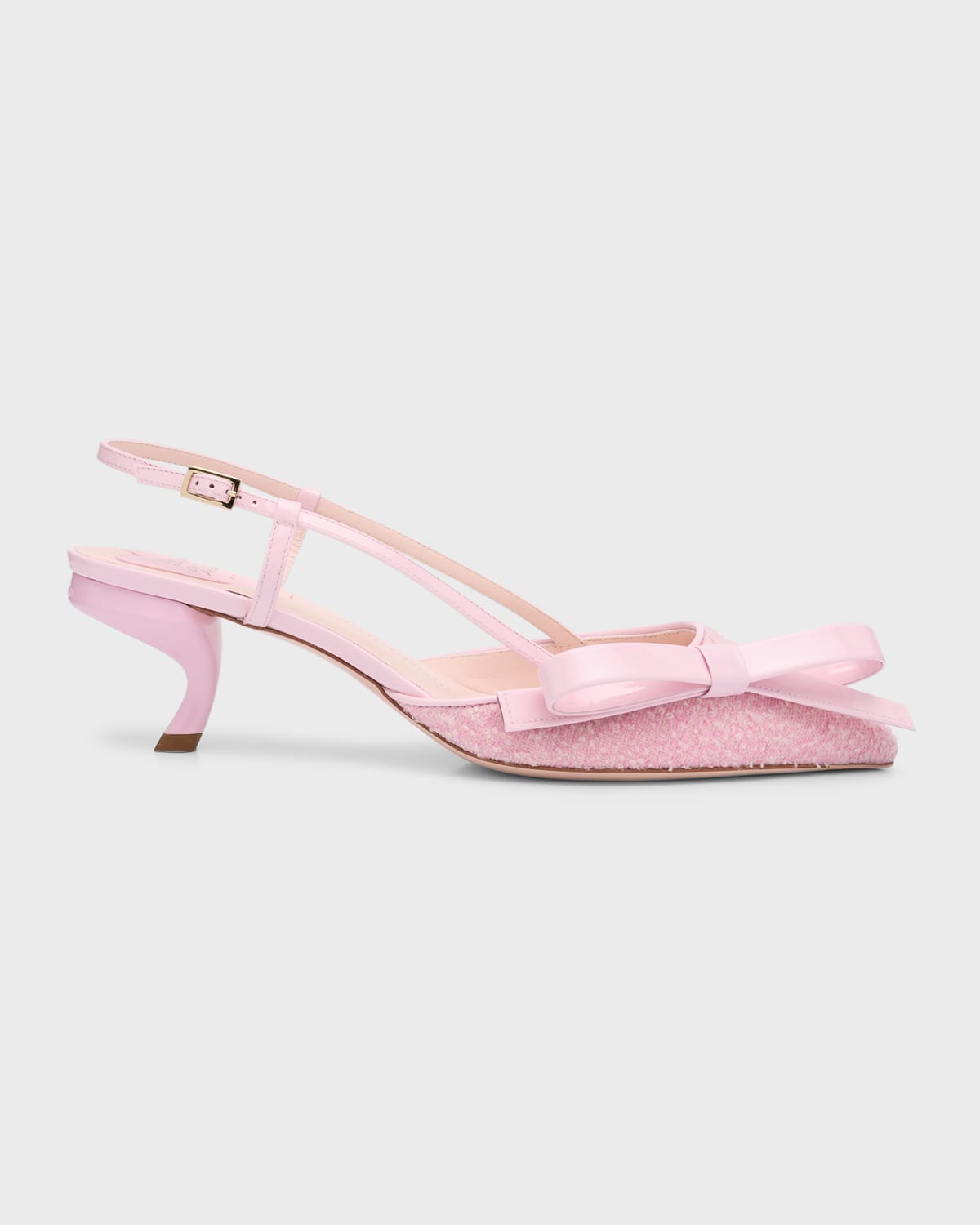 Roger Vivier Virgule Bow Comma-heel Slingback Pumps In Silver Pinkteen P