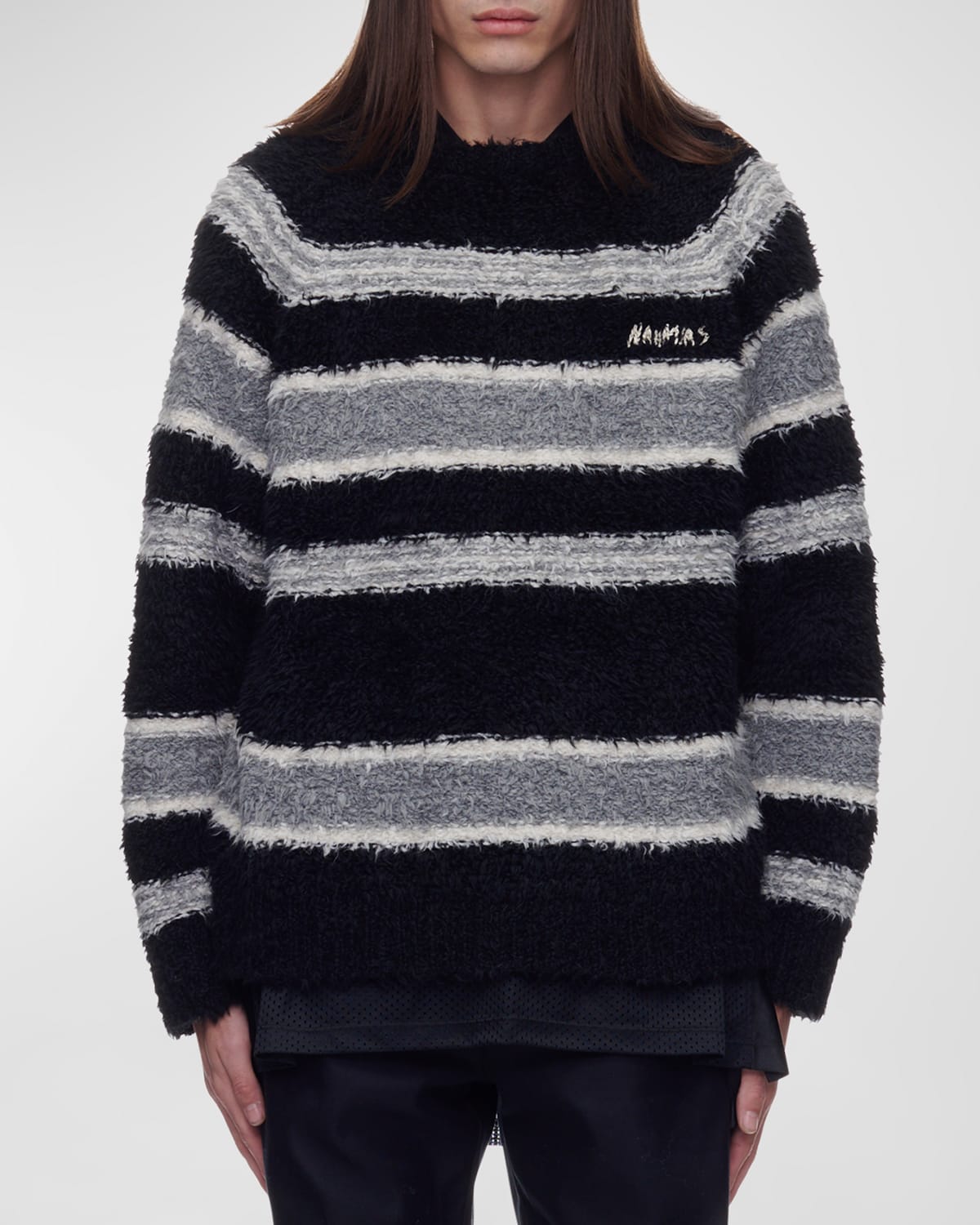 Nahmias Logo-embroidered Stripe-pattern Sweatshirt In Blk