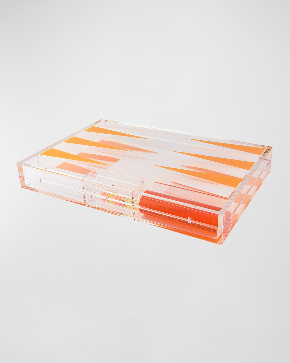 Tizo Acrylic Backgammon Board Game In Clear, Frost, Orange