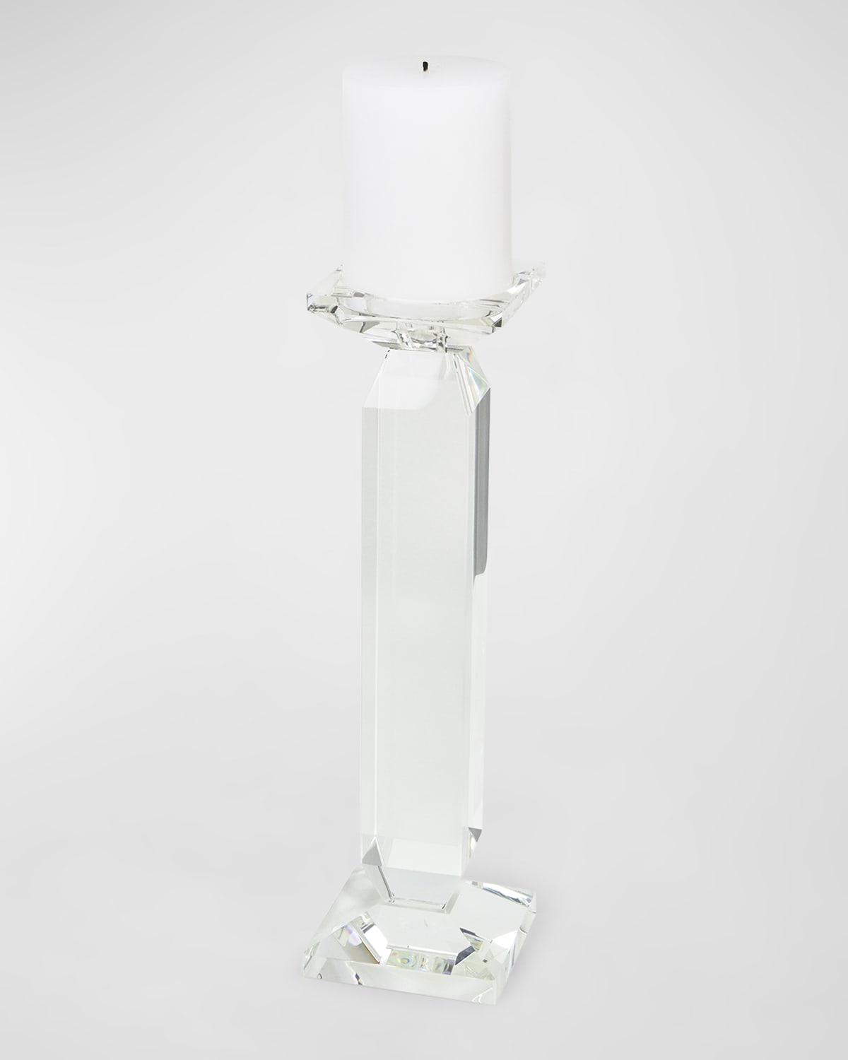 TIZO CLEAR CRYSTAL PILLAR CANDLE HOLDER - LARGE