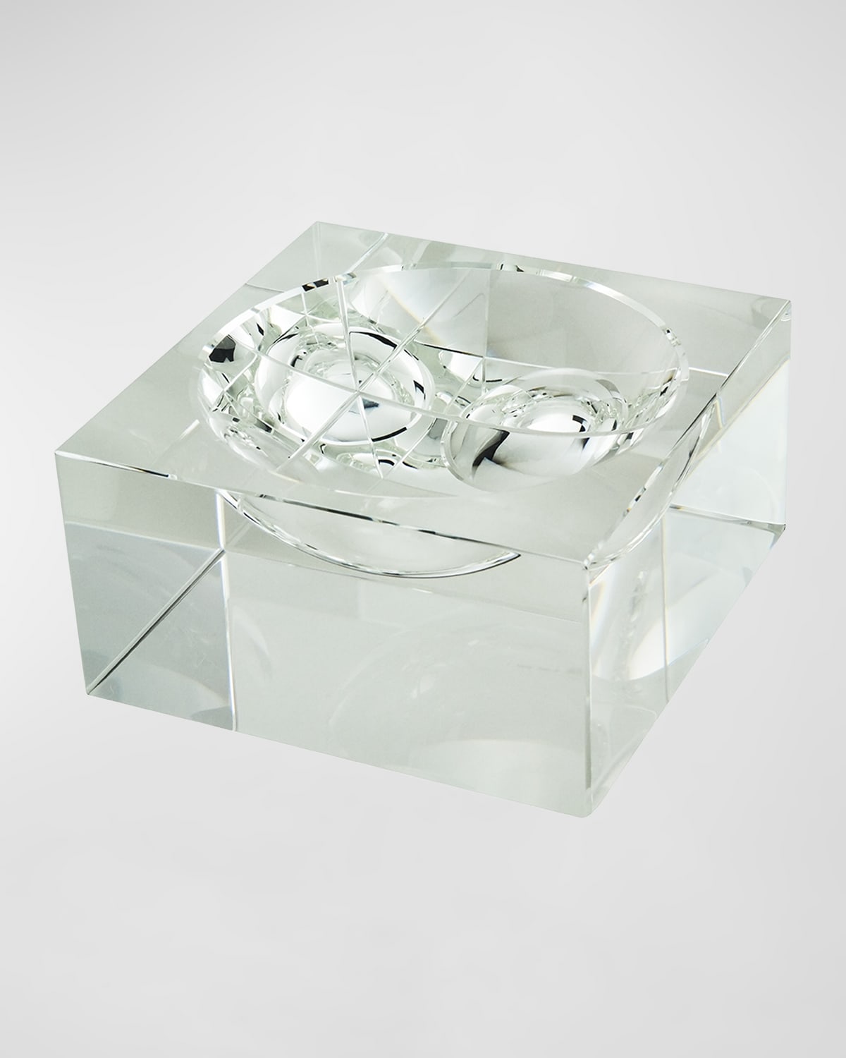 TIZO CLEAR CRYSTAL SQUARE CENTERPIECE BOWL MED.