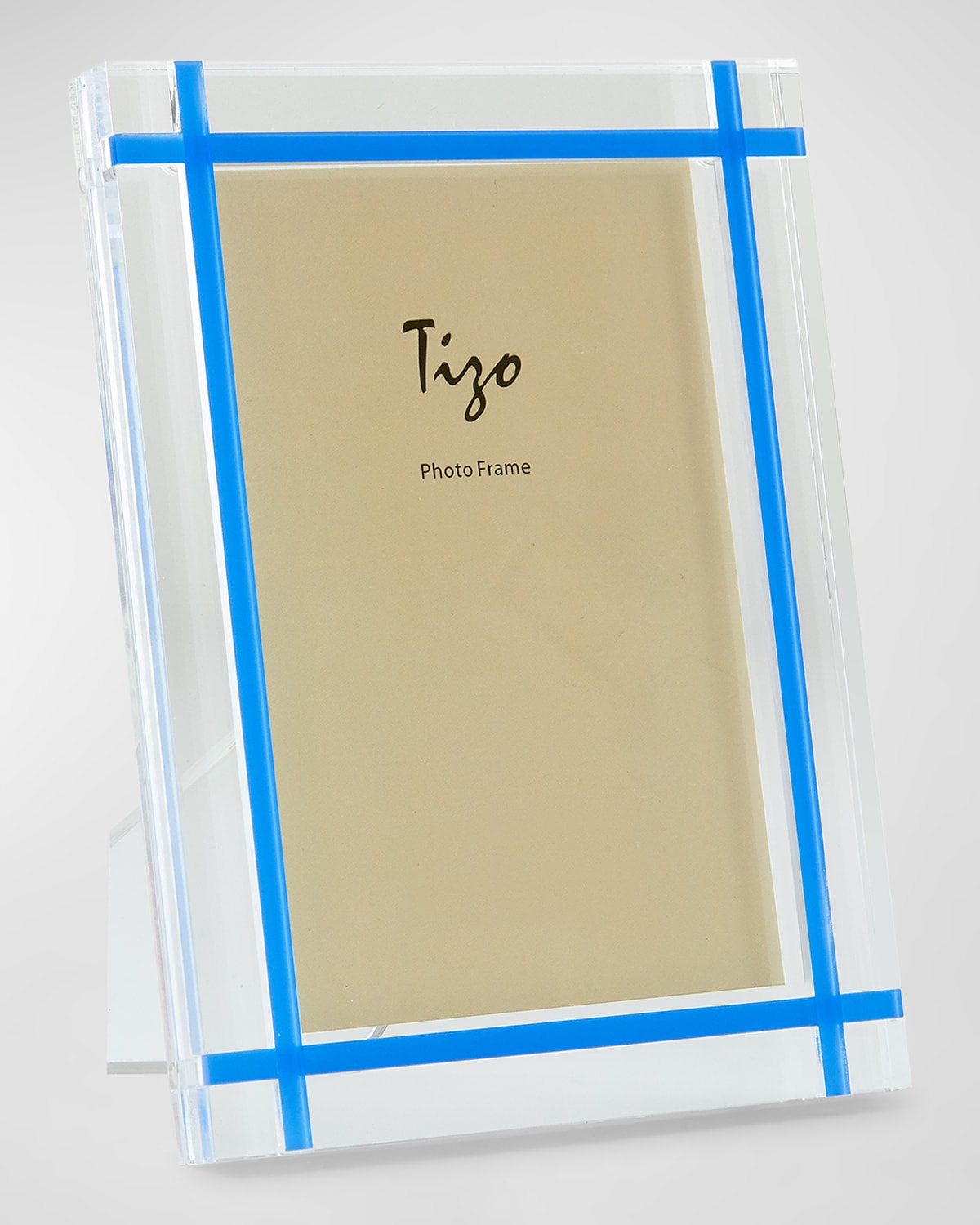 TIZO LUCITE FRAME WITH BLUE INLAY, 4" X 6"