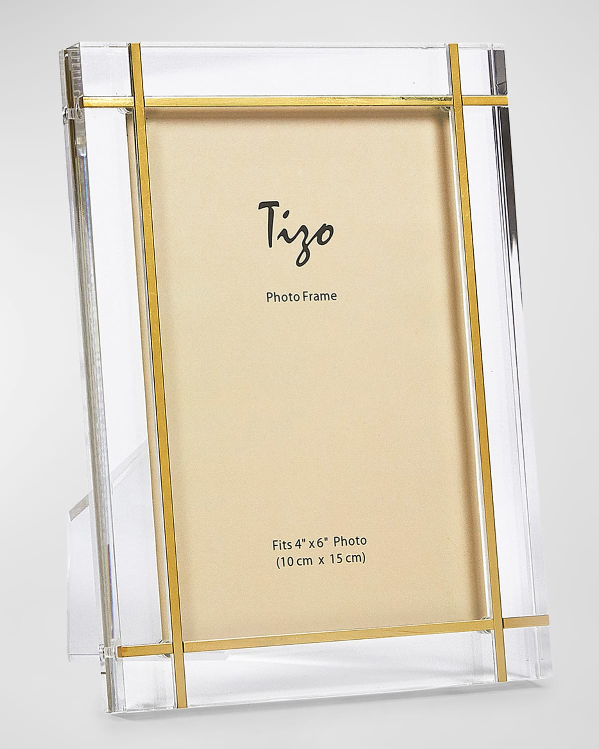 Tizo Lucite Frame With Golden Metal Inlay, 4" X 6" In Lucite/gold