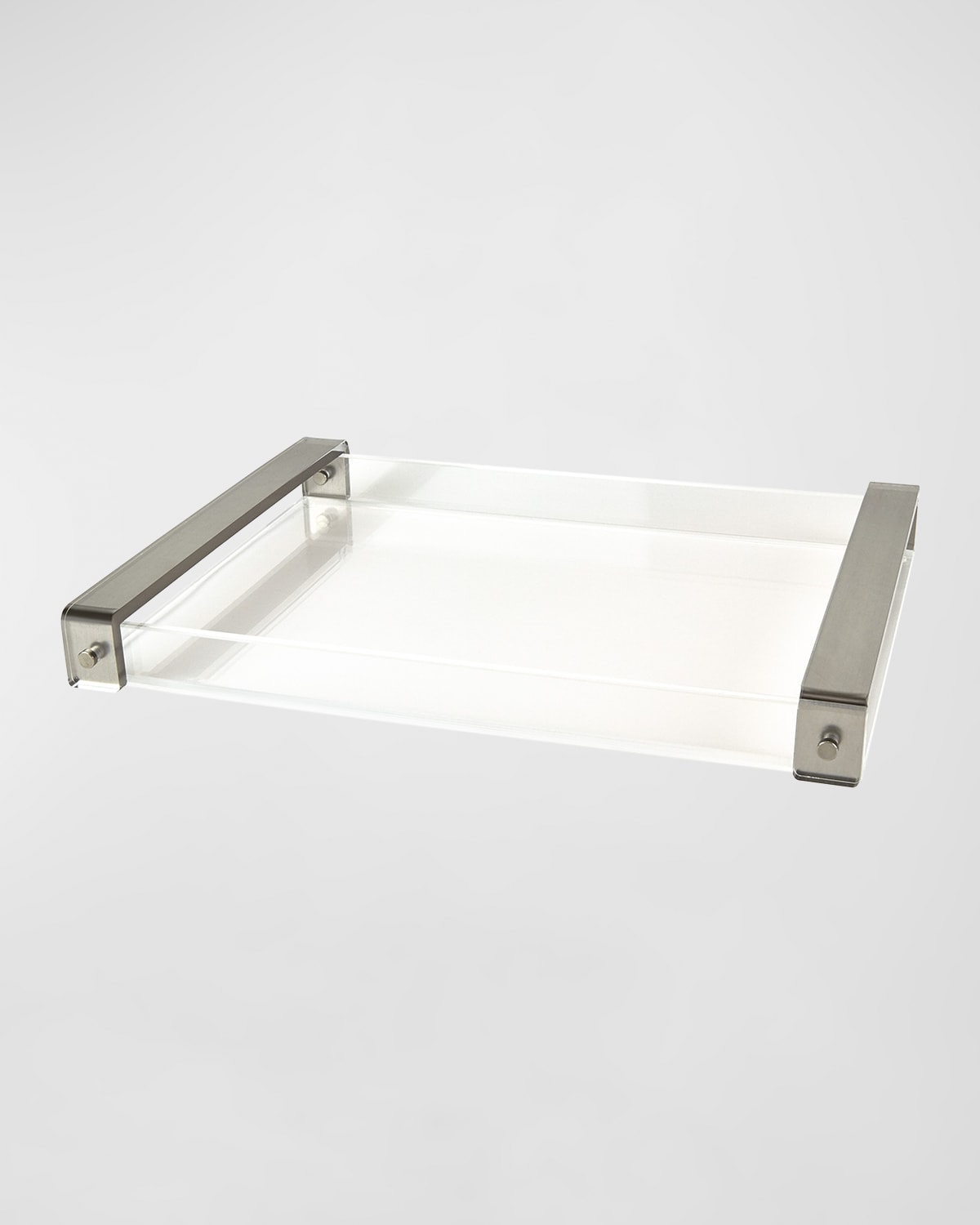 Tizo Lucite Inset-handle Tray In Clear,silver