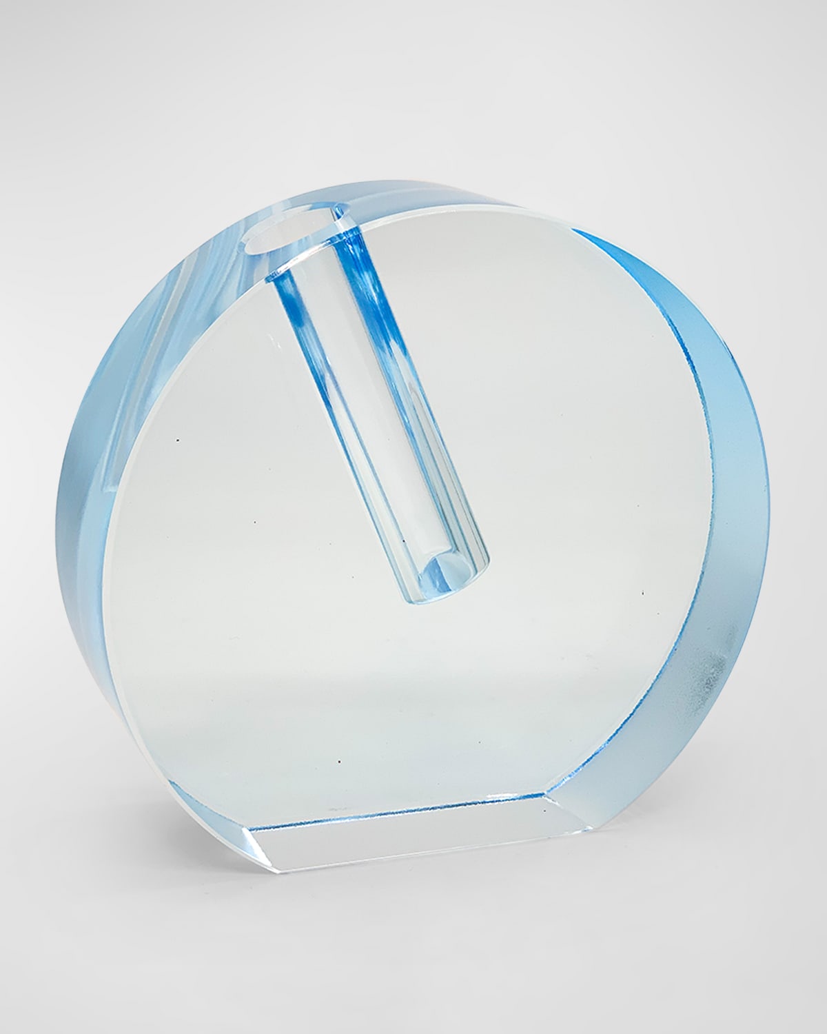 Tizo Crystal Blue Round Flat Vase, Small In Blue