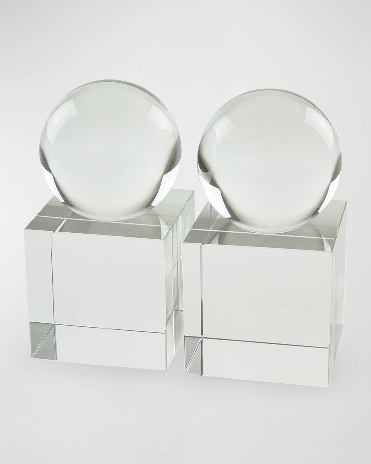 TIZO CLEAR CRYSTAL SPHERE BOOK END PAIR