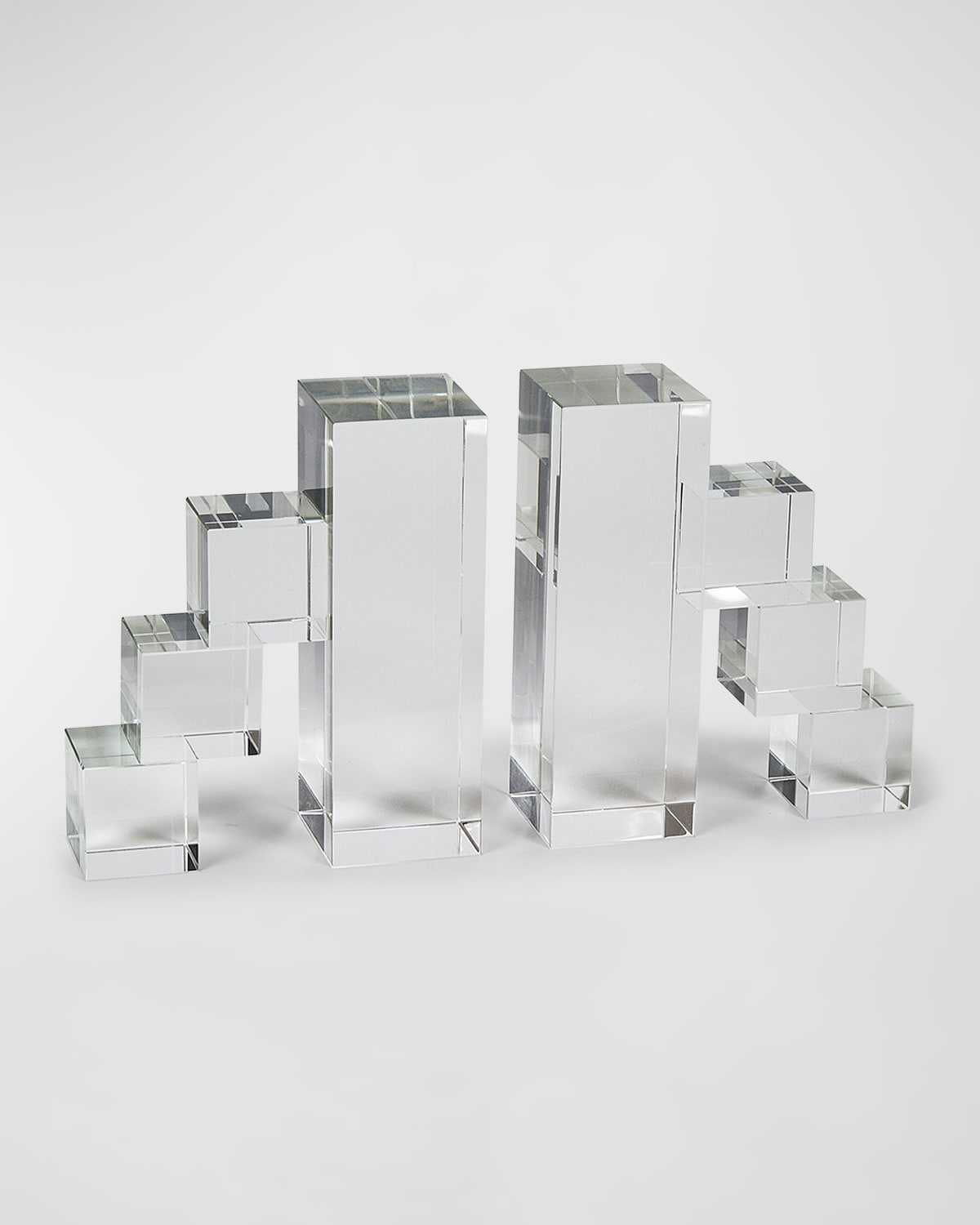 TIZO CLEAR CRYSTAL BLOCK STEPS BOOKEND PAIR