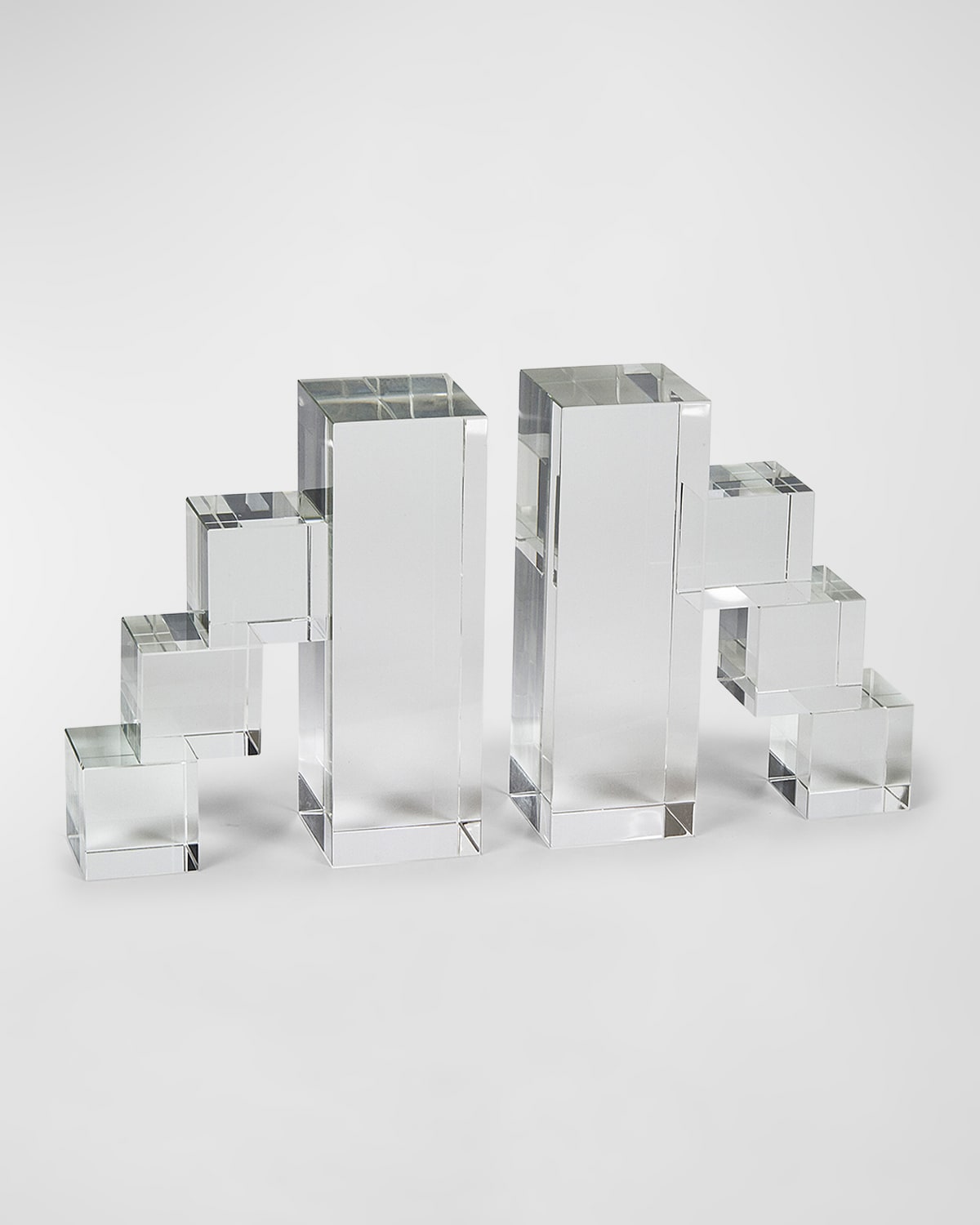Tizo Crystal Block Steps 2-piece Bookend Set In Clear