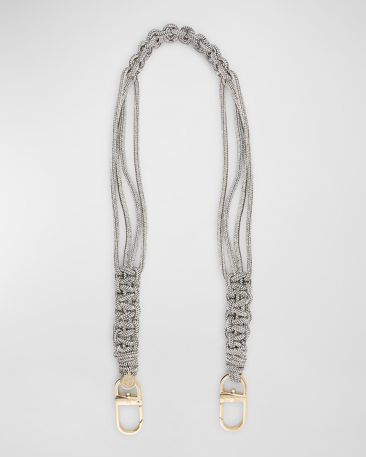 Giorgio Armani Official Store Short Rhinestone Strap With A Woven Motif In Crystal