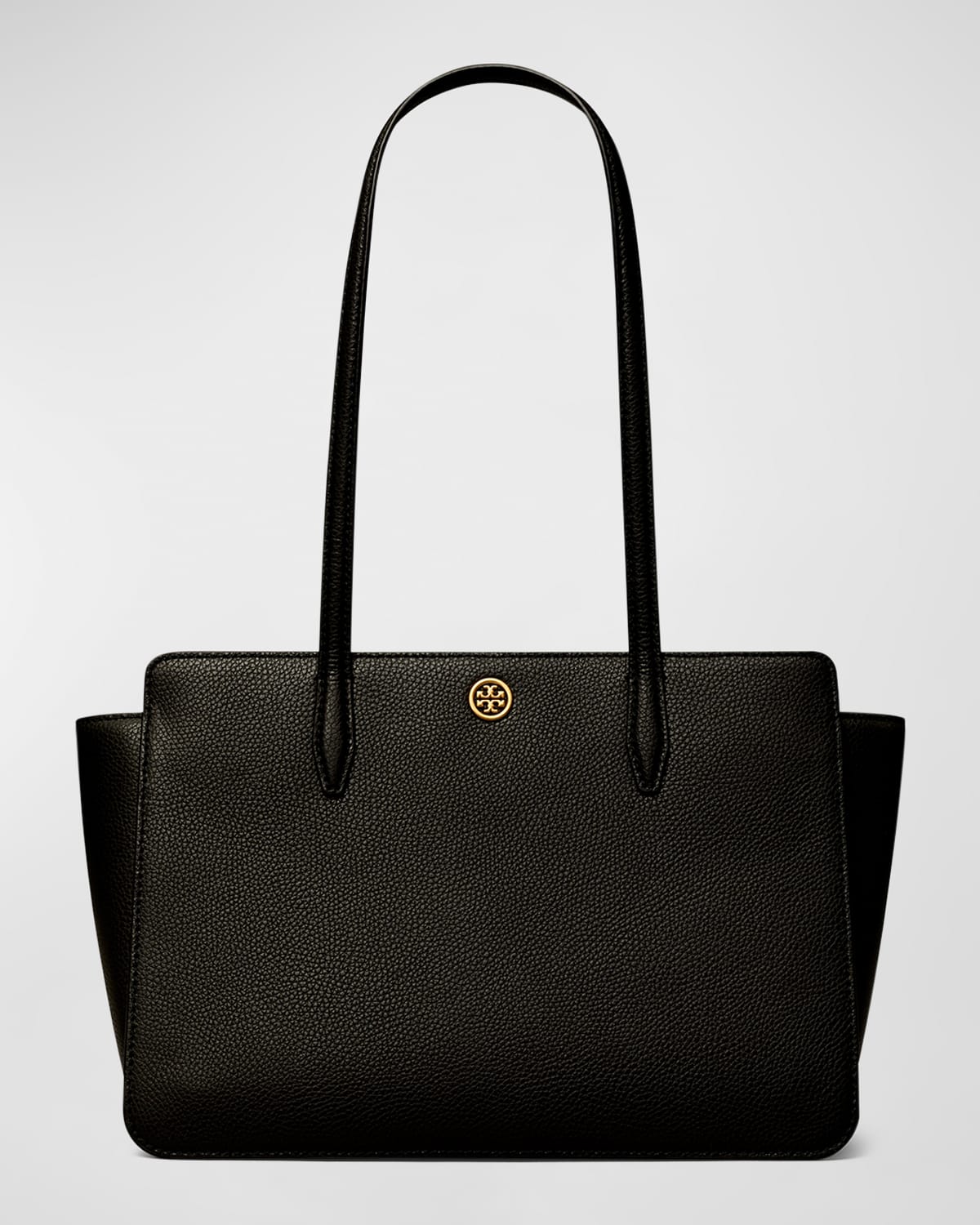 Tory Burch Robinson Small Pebbled Leather Tote Bag In Black