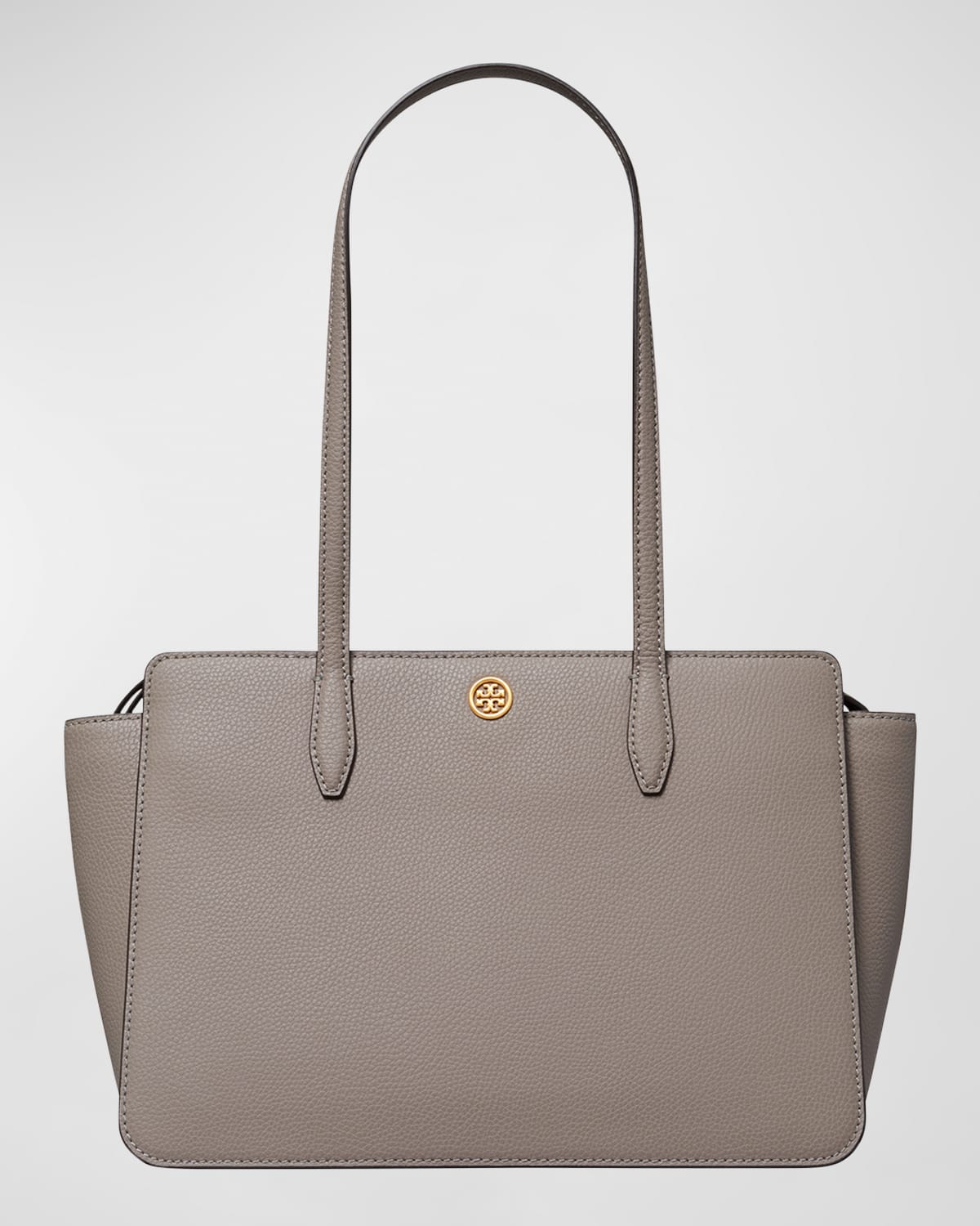 Tory Burch Robinson Small Leather Tote In Gray Heron