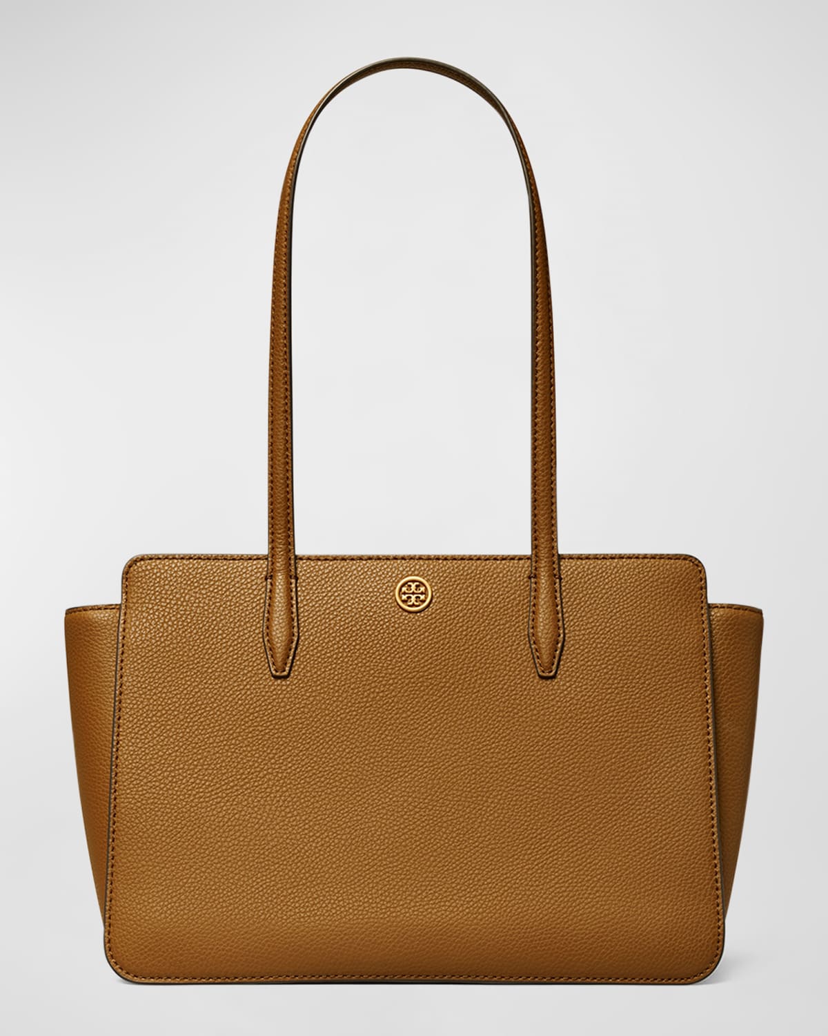 Tory Burch Robinson Small Pebbled Leather Tote Bag In Bistro Brown