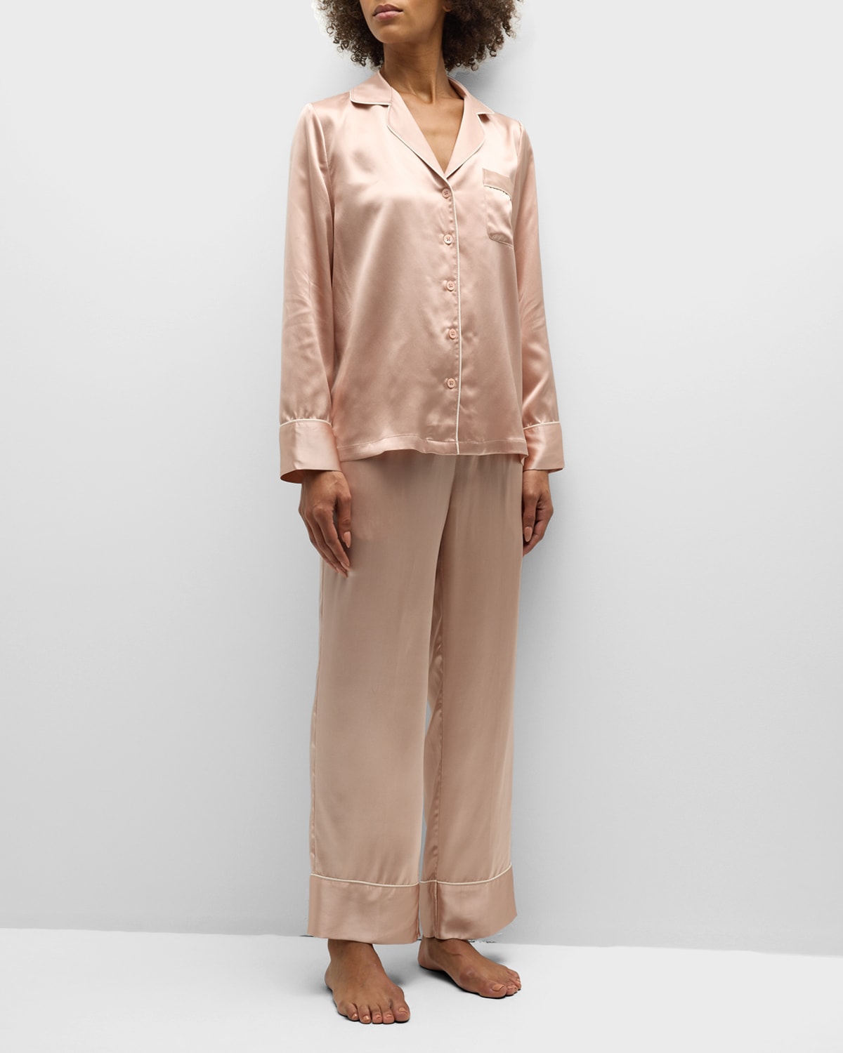 Long Silk Charmeuse Pajama Set