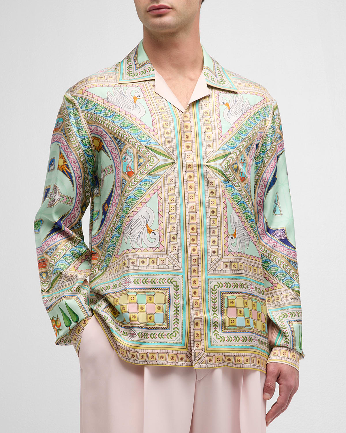 Shop Casablanca Men's Le Labyrinthe Cuban-collar Shirt