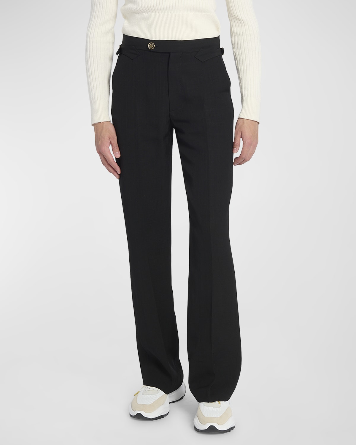 Casablanca Men's Straight-leg Trousers With Side Adjusters In Black
