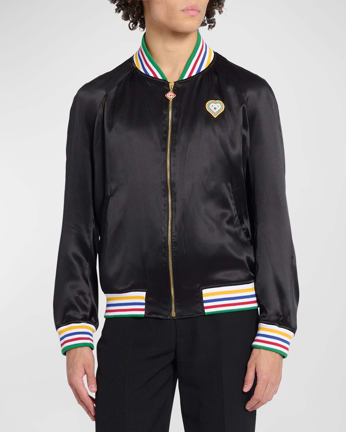 Casablanca Souvenir Logo-patch Bomber Jacket In Black