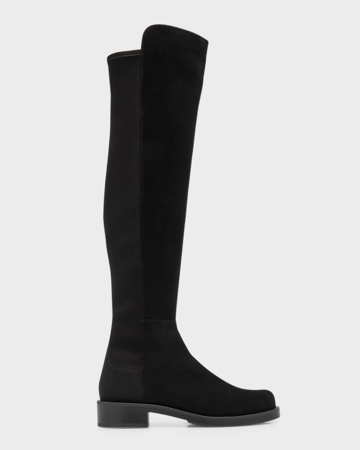 Shop Stuart Weitzman Bold Suede Moto Over-the-knee Boots In Black