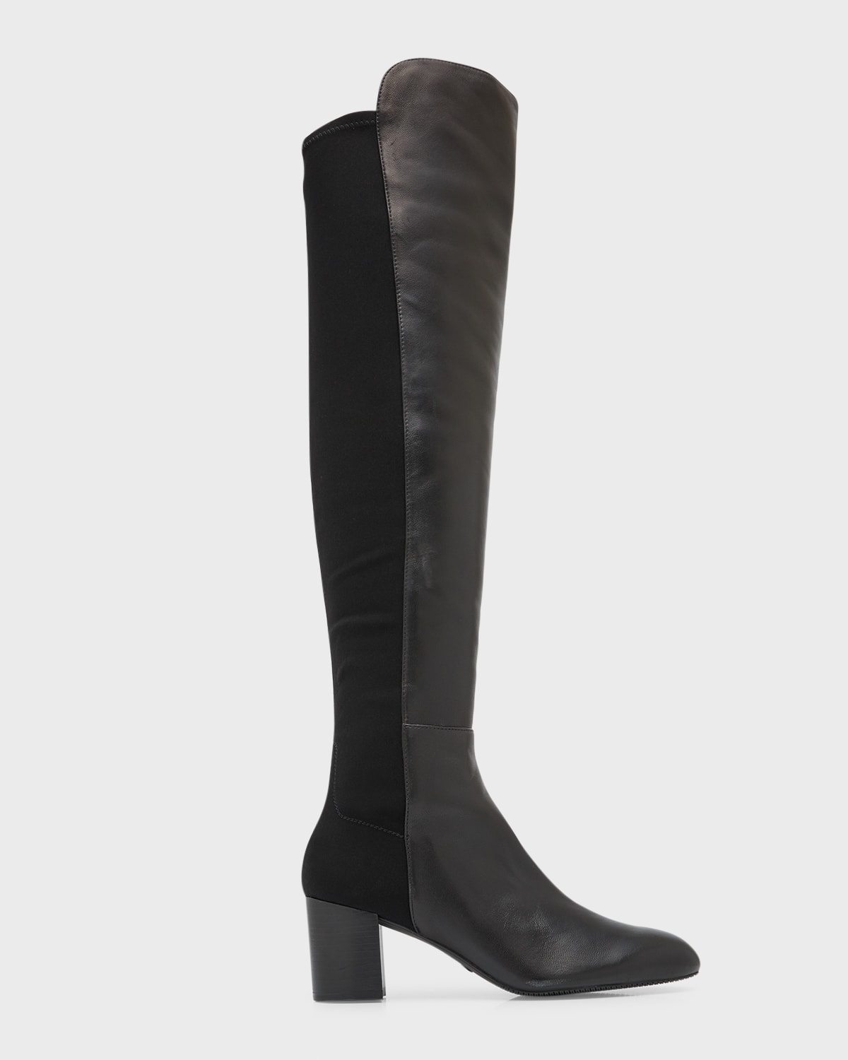 Shop Stuart Weitzman Stretch Leather Over-the-knee Boots In Black