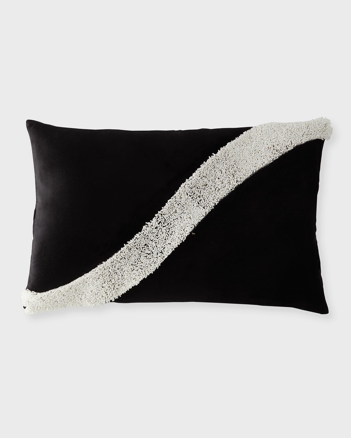 Callisto Home Monte Beaded Wave Decorative Pillow, 18" X 30" In Black